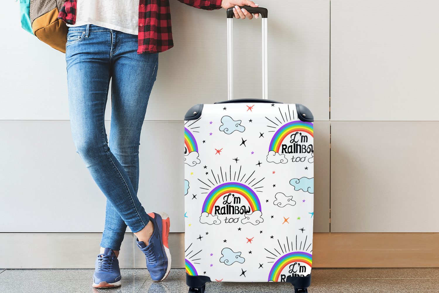 Regenbogen Handgepäck 4 für Reisetasche - Reisekoffer mit rollen, Wolken Trolley, Ferien, - Muster, MuchoWow Handgepäckkoffer Rollen,