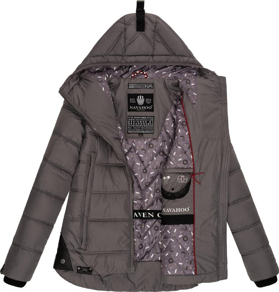 Steppjacke Winterjacke Kapuze dunkelgrau gesteppte warm Navahoo Renesmee mit