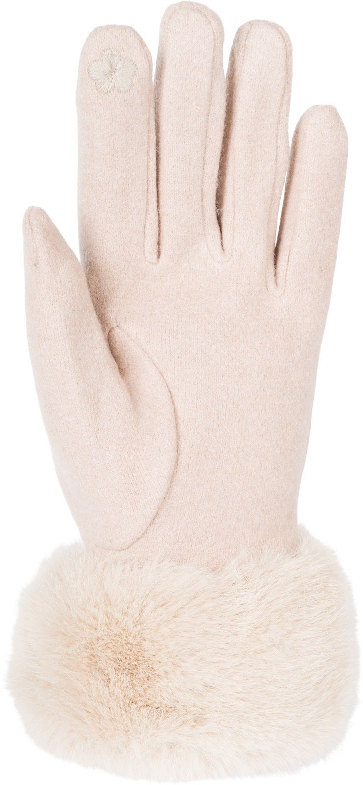 styleBREAKER Fleecehandschuhe Kunstfell Touchscreen mit Beige Unifarbene Handschuhe