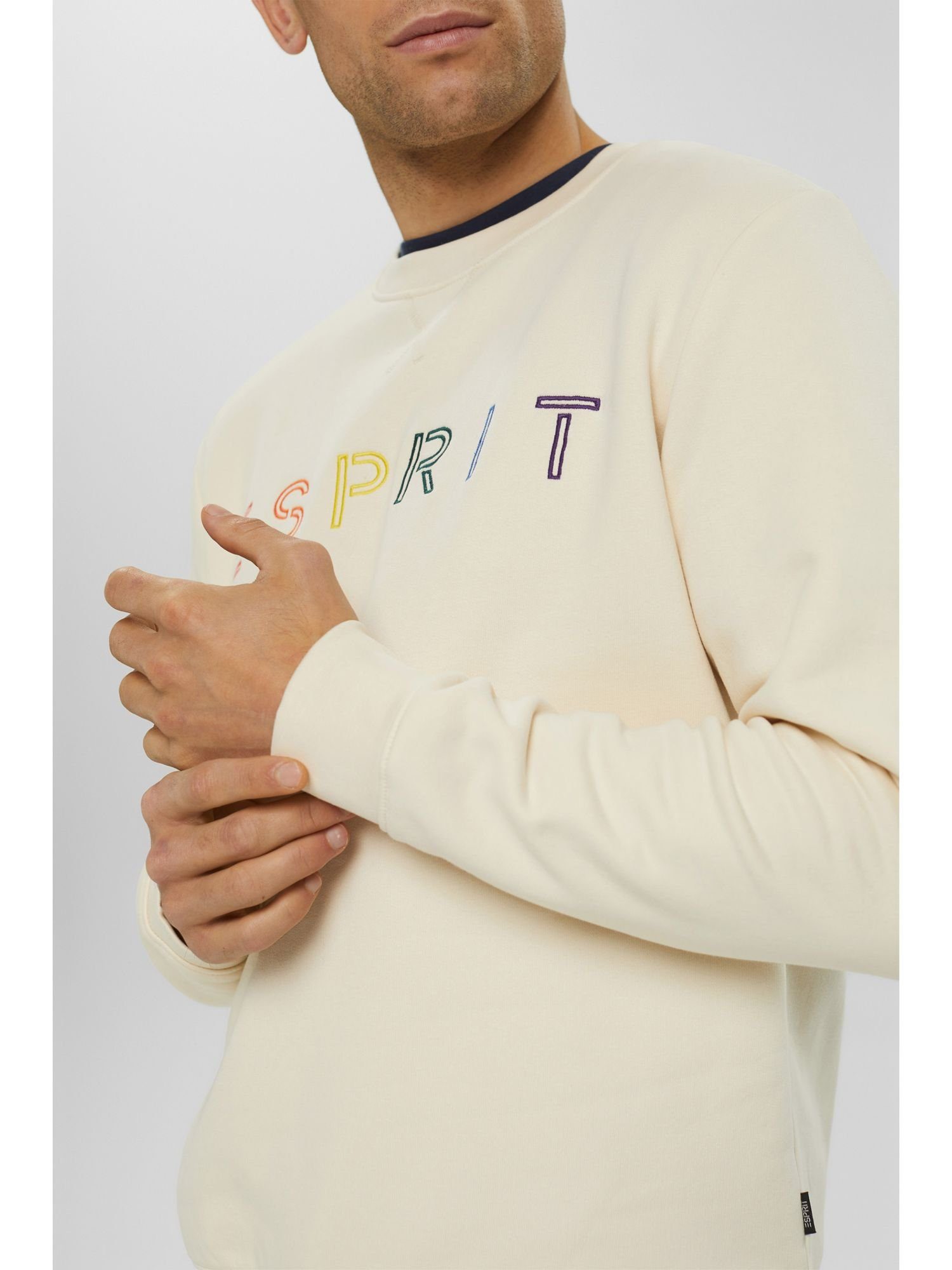 Esprit Sweatshirt Recycelt: CREAM mit Sweatshirt BEIGE Logostickerei (1-tlg)