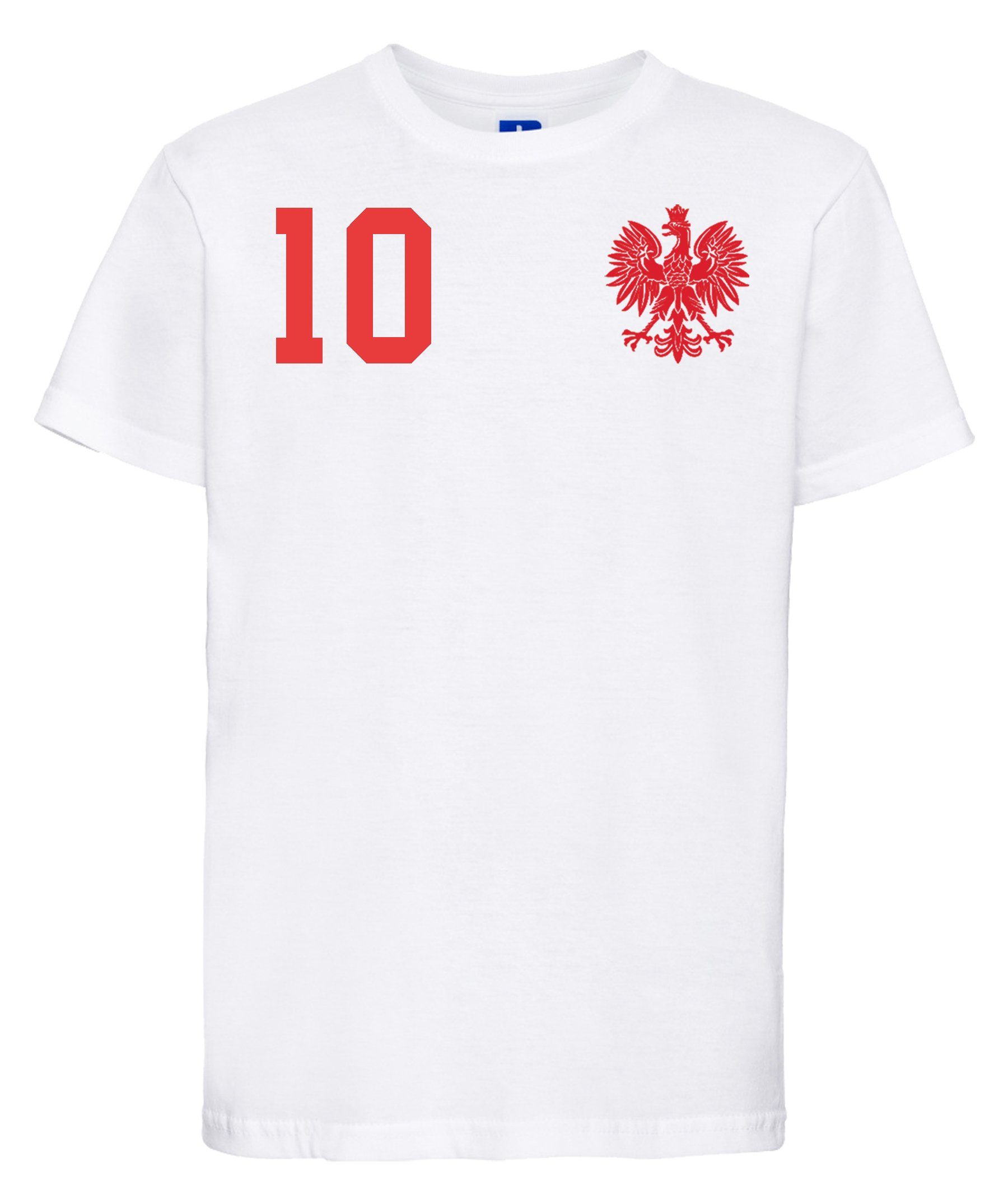 Youth Designz T-Shirt Polen Kinder T-Shirt im Fußball Trikot Look mit trendigem Motiv Weiß