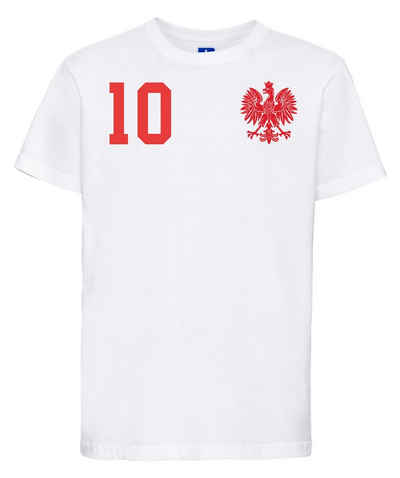 Youth Designz T-Shirt Polen Kinder T-Shirt im Fußball Trikot Look mit trendigem Motiv