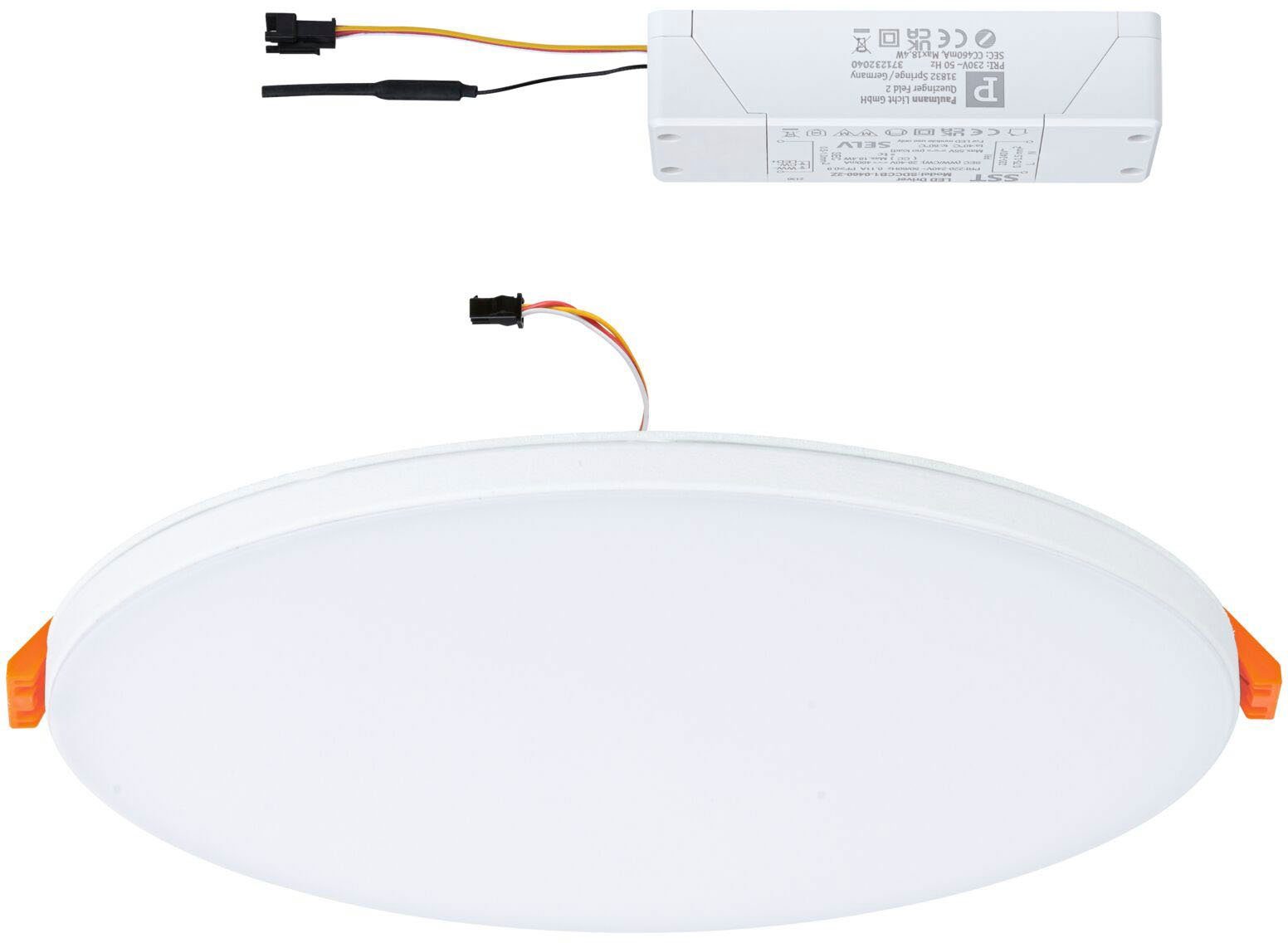 Paulmann LED Einbauleuchte Veluna dimmbar, App LED integriert, LED Tageslichtweiß, ZigBee, Edge fest rund Tunable IP44 White Weiß 200mm VariFit steuerbar 1400lm Einbaupanel