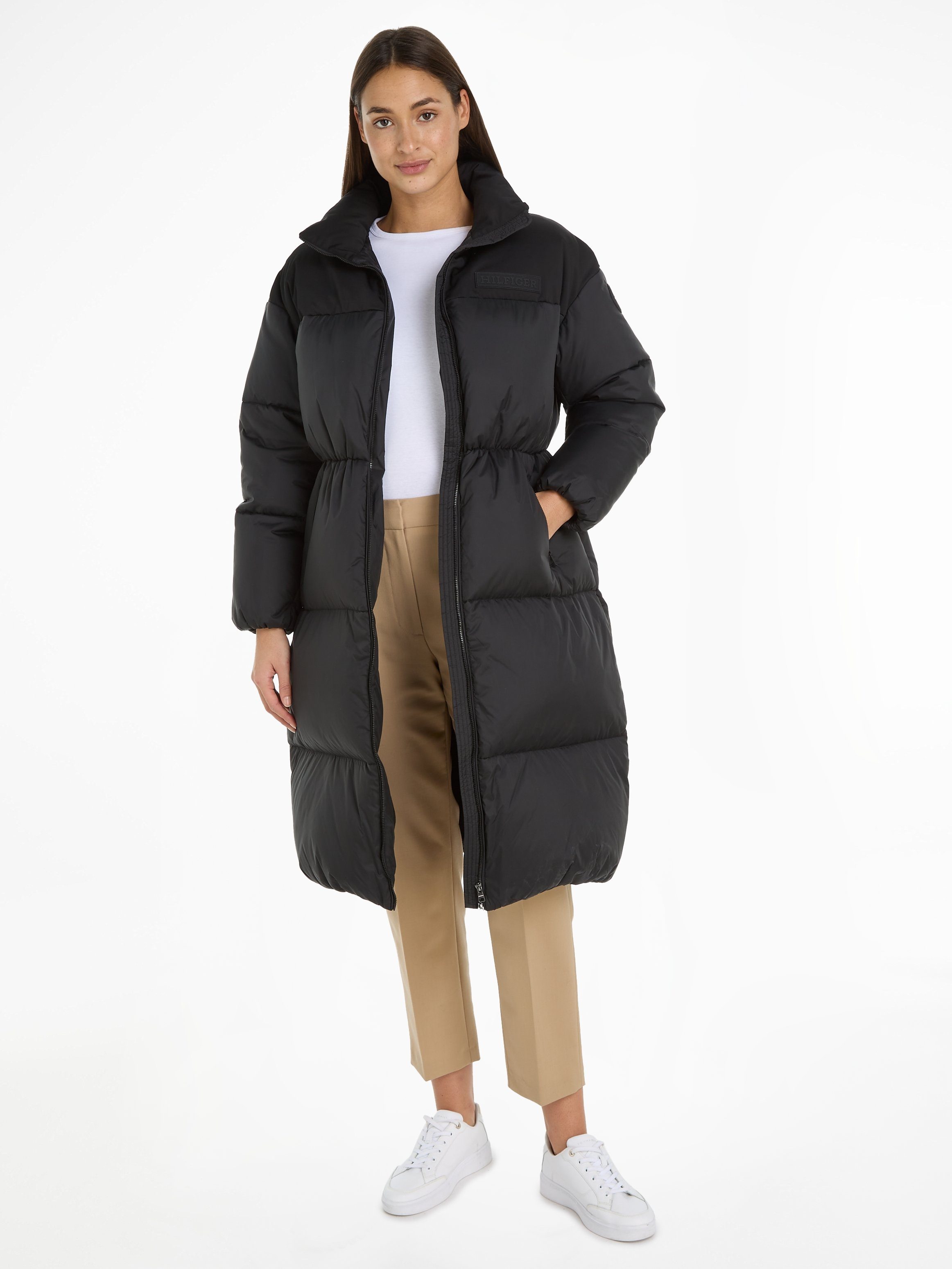 Tommy Hilfiger Steppmantel NEW YORK PUFFER MAXI mit Logobadge Black