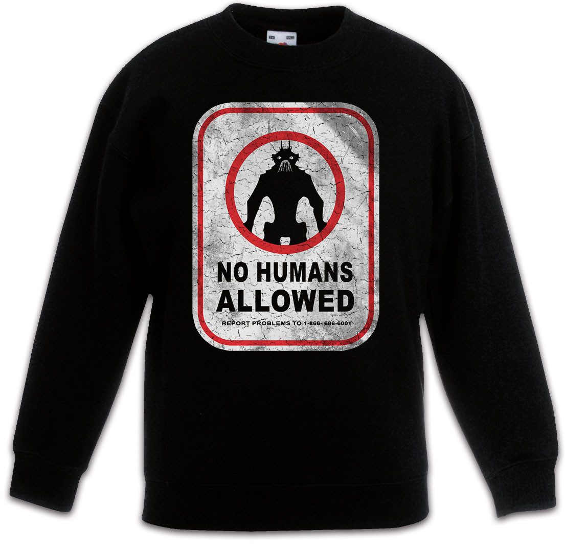 Sweatshirt No Humans Allowed Sign Kinderpullover Schild Logo District Alien