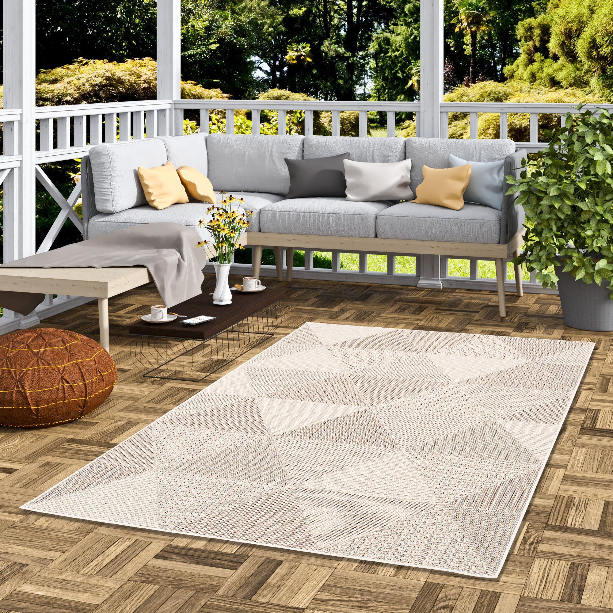 Pergamon Outdoorteppich In & Outdoor Teppich Flachgewebe Campus Rauten, Rechteckig, Höhe: 4 mm