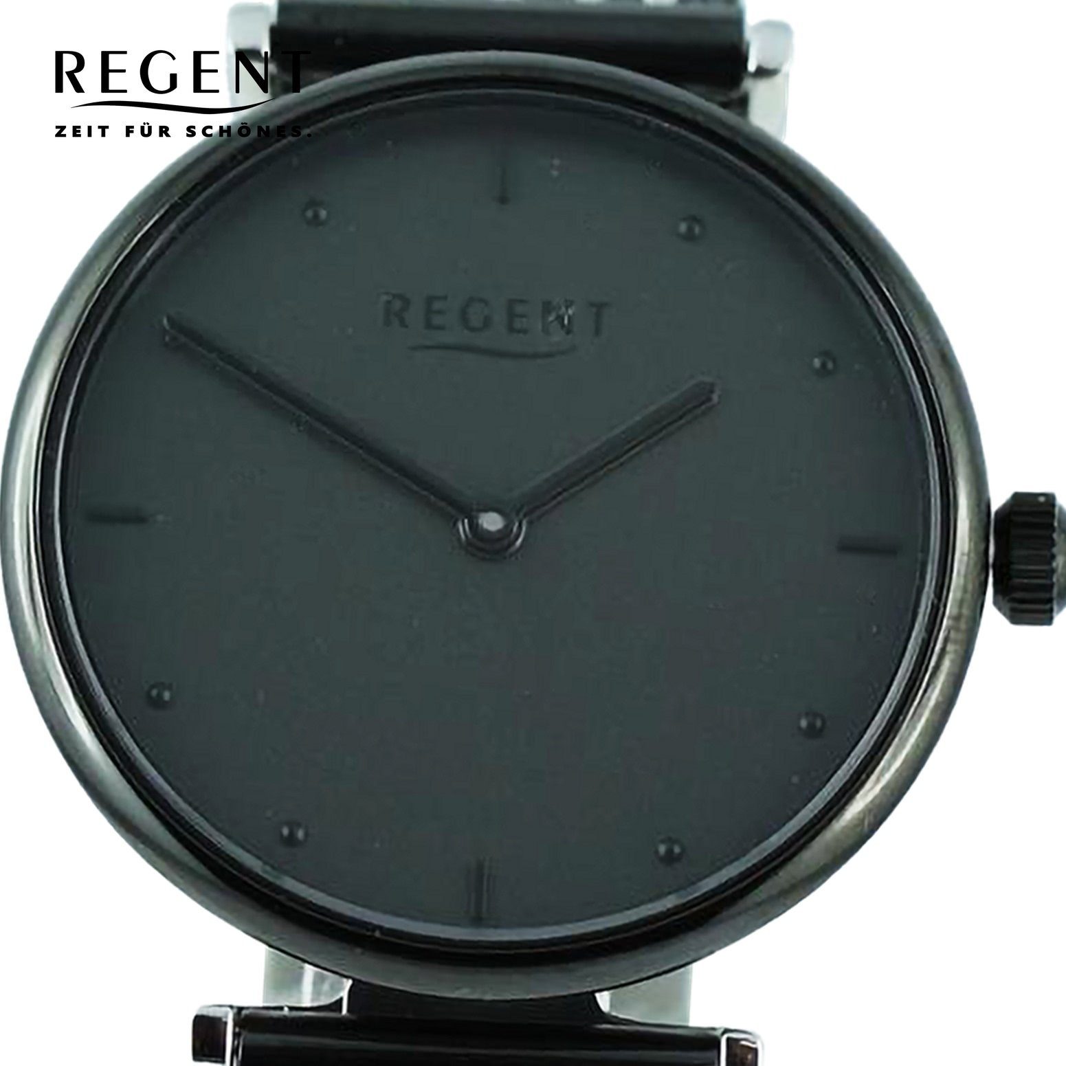 groß rund, Regent (ca. Regent Damen extra Damen Armbanduhr Metallarmband Analog, 37mm), Quarzuhr Armbanduhr