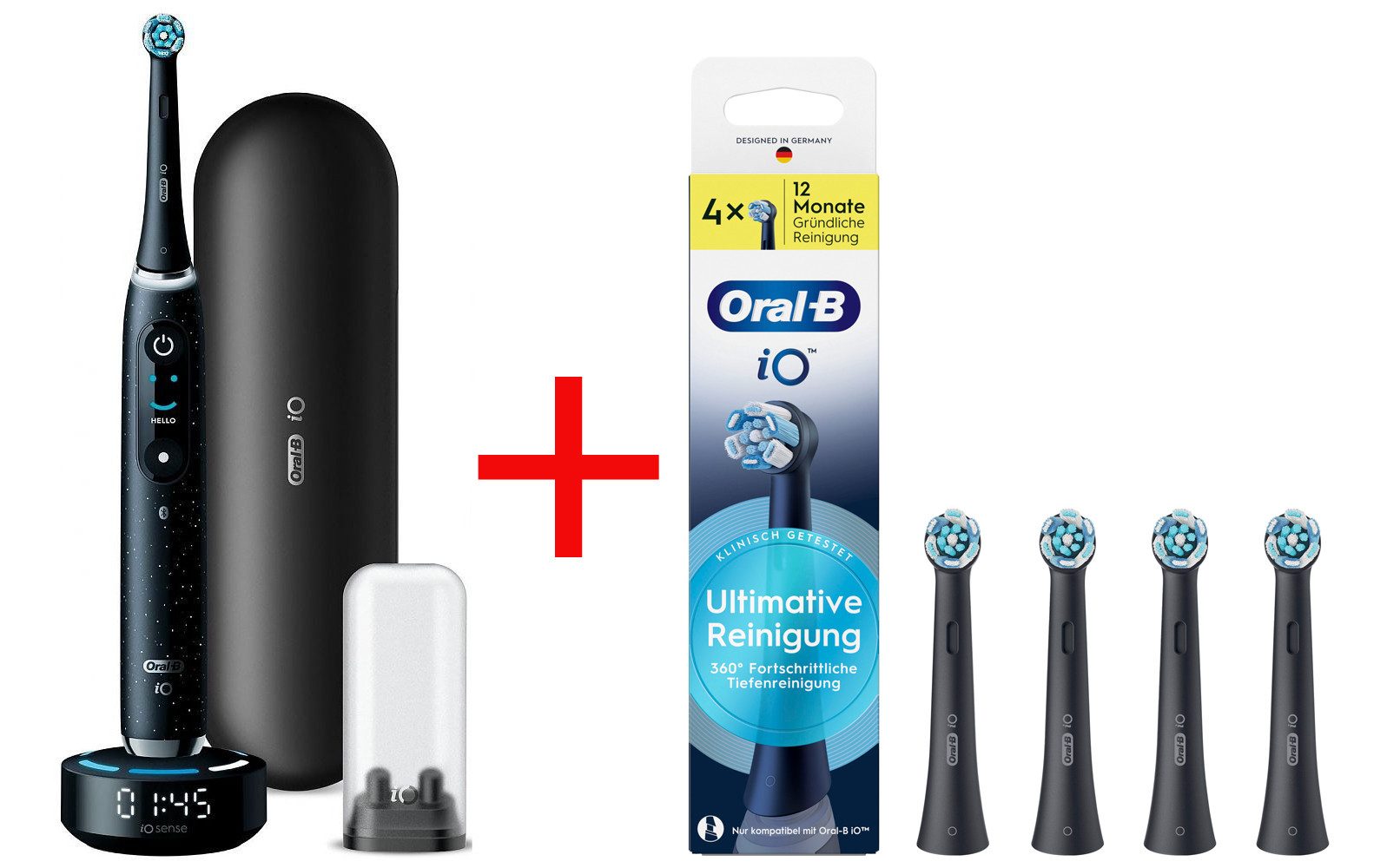 Oral-B Elektrische Zahnbürste iO 10, Aufsteckbürsten: 5 St., Magnet-Technologie, iOsense, 7 Putzmodi, Farbdisplay & Lade-Reiseetui