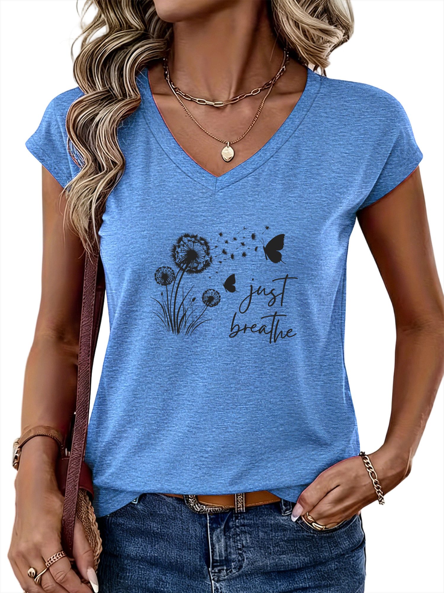 PYLIKE Print-Shirt Damen Casual Achselhemd mit Löwenzahn Druck bequemes Tan günstig online kaufen