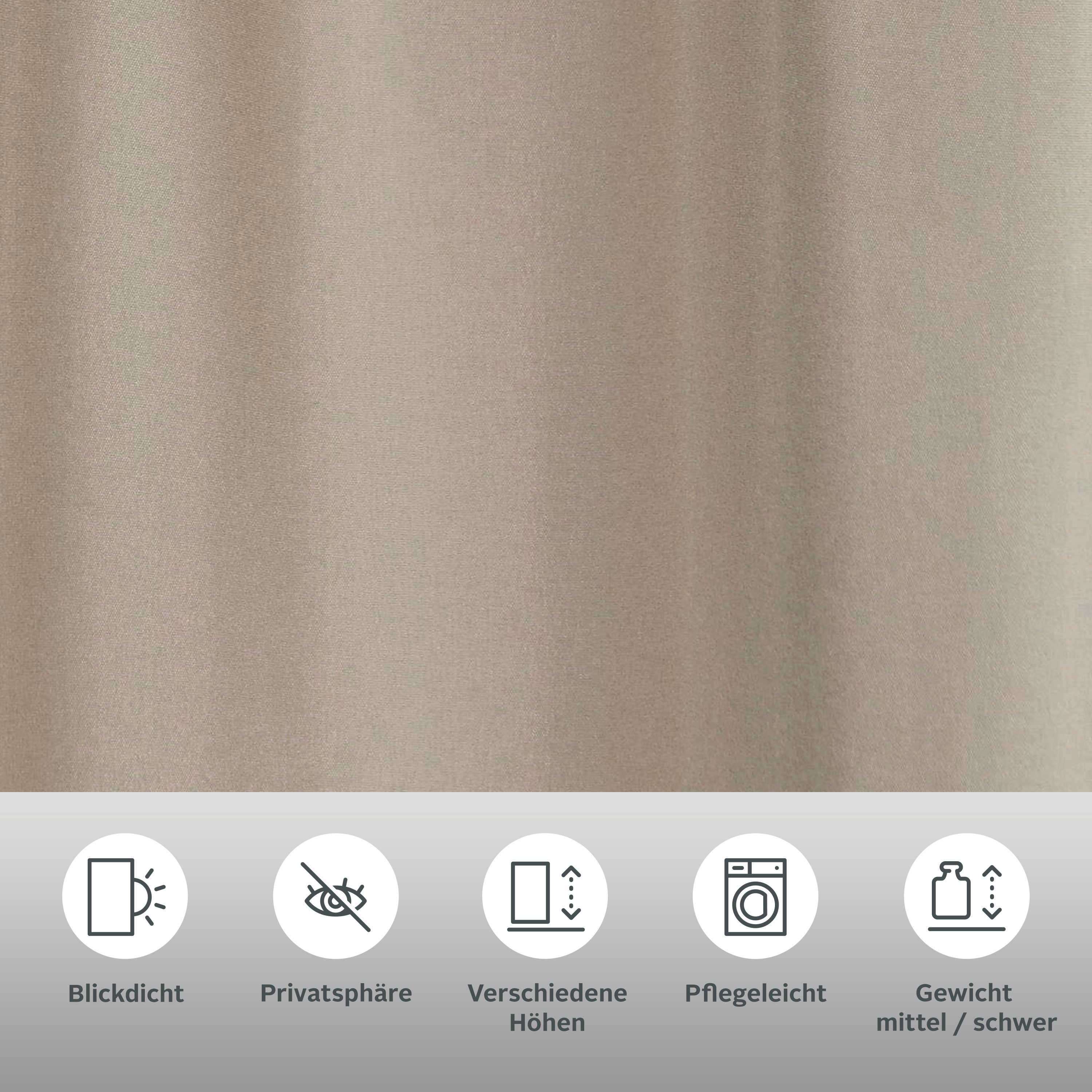 Bruno Banani Vorhang Lagan (2 St), Ösen, blickdicht, Polyester, 2-er Set, gewebt, Microfaser, versch. Größen, einfarbig, Bestseller