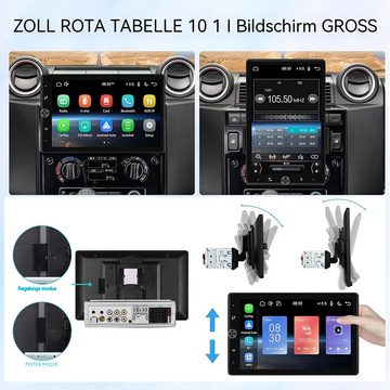 Hikity 10,4 Zoll HD Touchscreen mit einstellbarem Winkel 1DIN-GPS-Kamera Autoradio (Apple CarPlay Android Auto, Mirror Link Bluetooth FM EQ SWC)