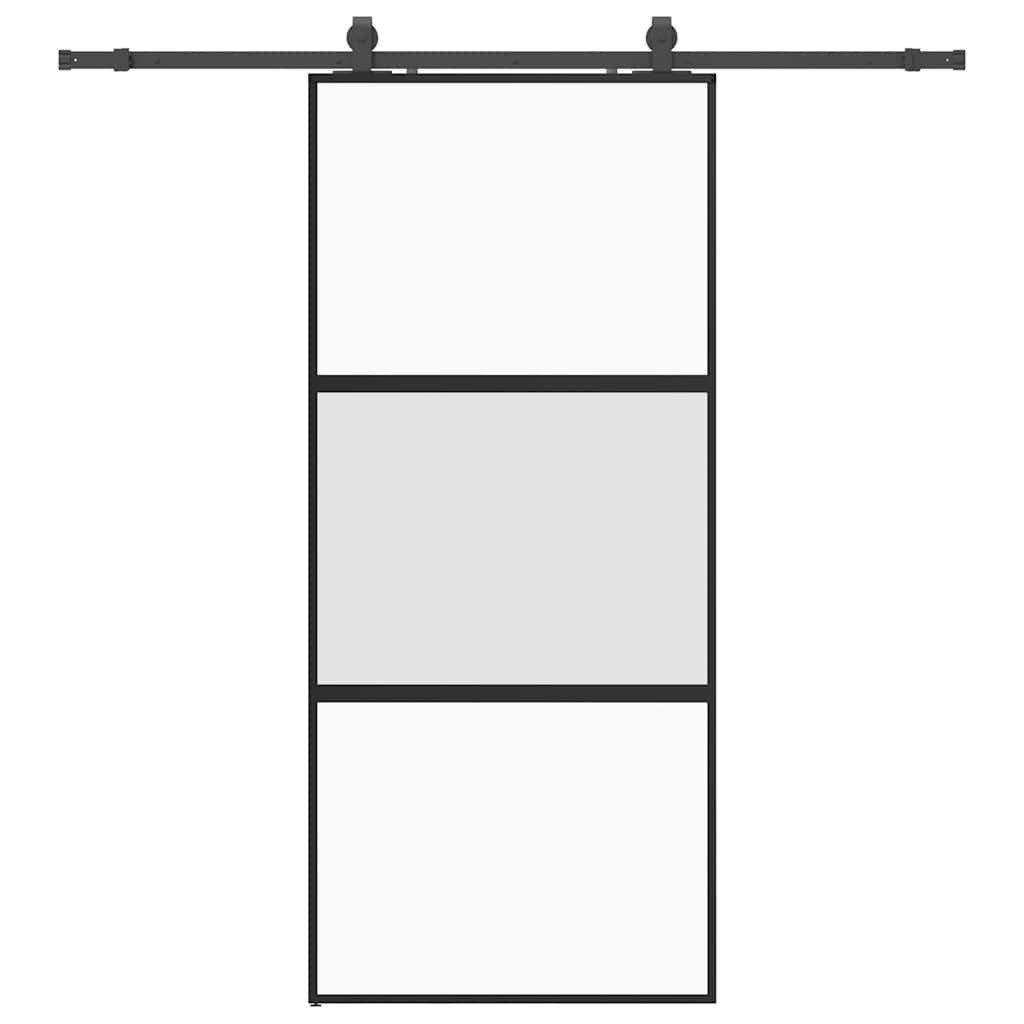 Thumbnail - vidaXL Schiebetür, Schiebetür mit Beschlag Schwarz 90x205 cm Hartglas