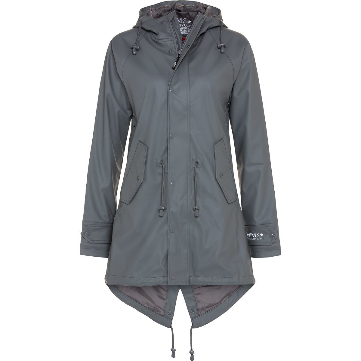 BMS Regenmantel >> HafenCity Coat SoftSkin << 100% wasserdicht cool grey
