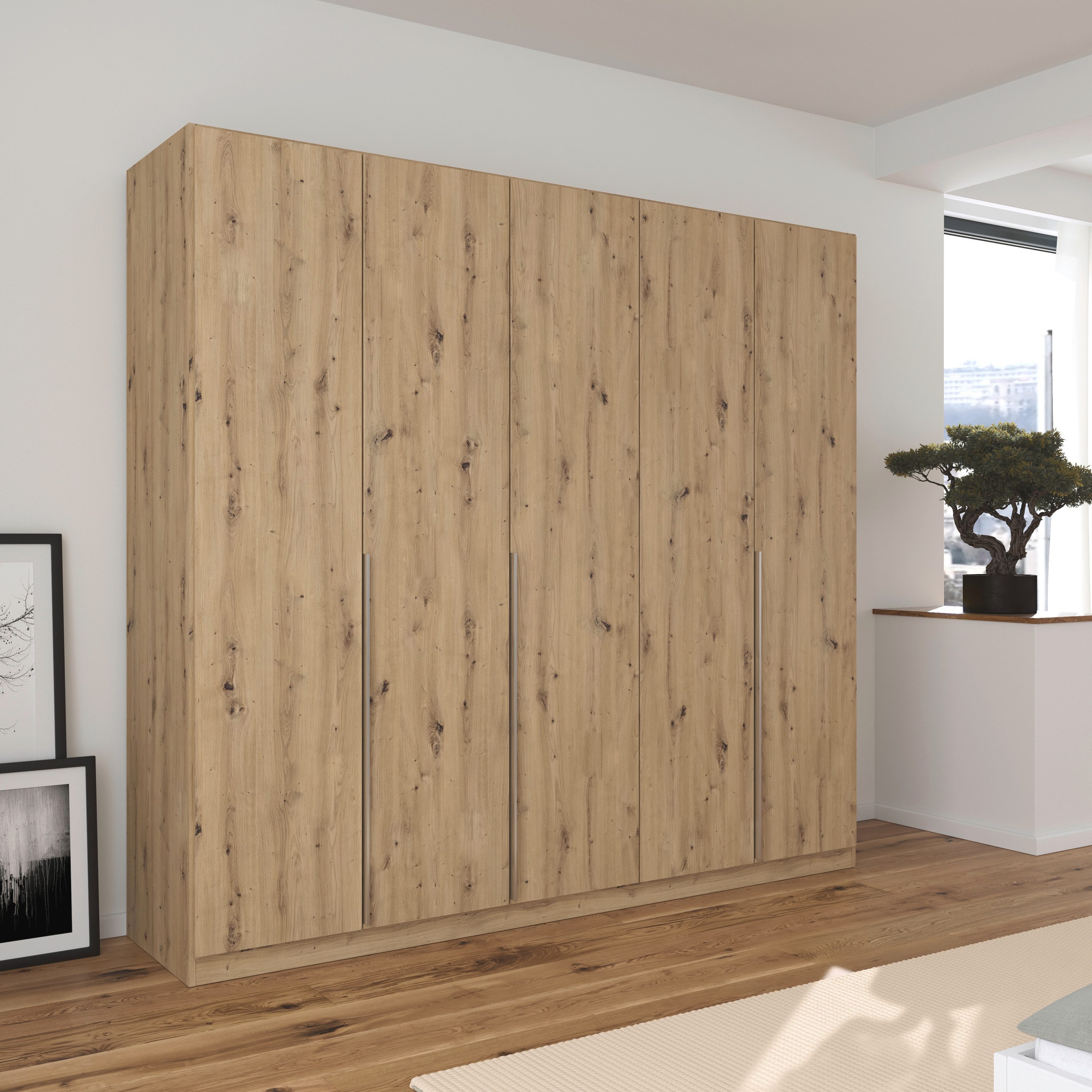 OTTO home Drehtürenschrank Kleiderschrank Schrank Garderobe AGORDO Schlafzimmer (in zwei Griff-Farben, Breiten 91-405 cm, Dekor- oder Hochglanzfront) durchdachte Innenausstattung, in 8 Breiten und 2 Höhen MADE IN GERMANY
