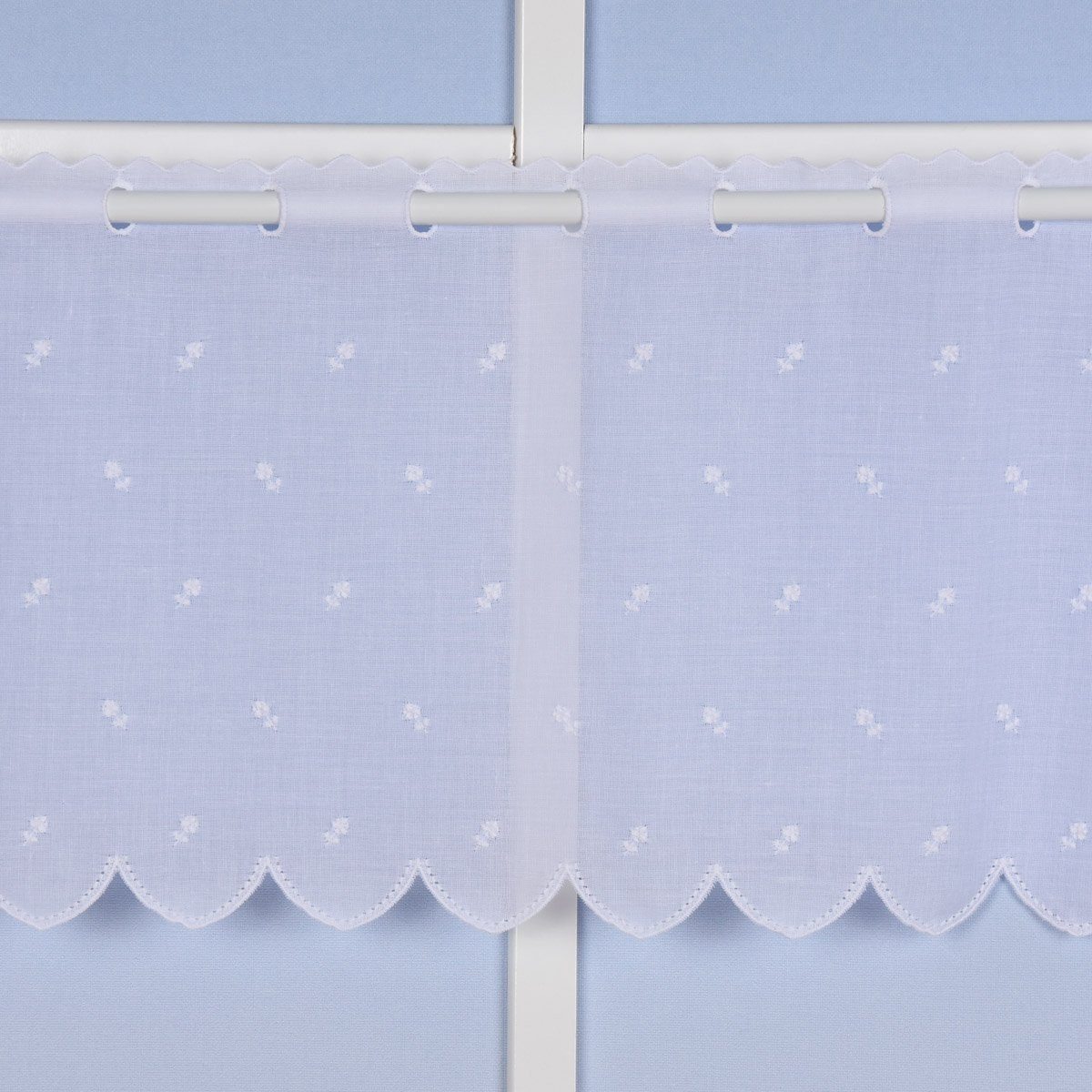 SCHÖNER LEBEN. Meterware Stickerei-Panneaux Scheibengardine Batistoptik Rosen weiß 27cm, Batist, bestickt