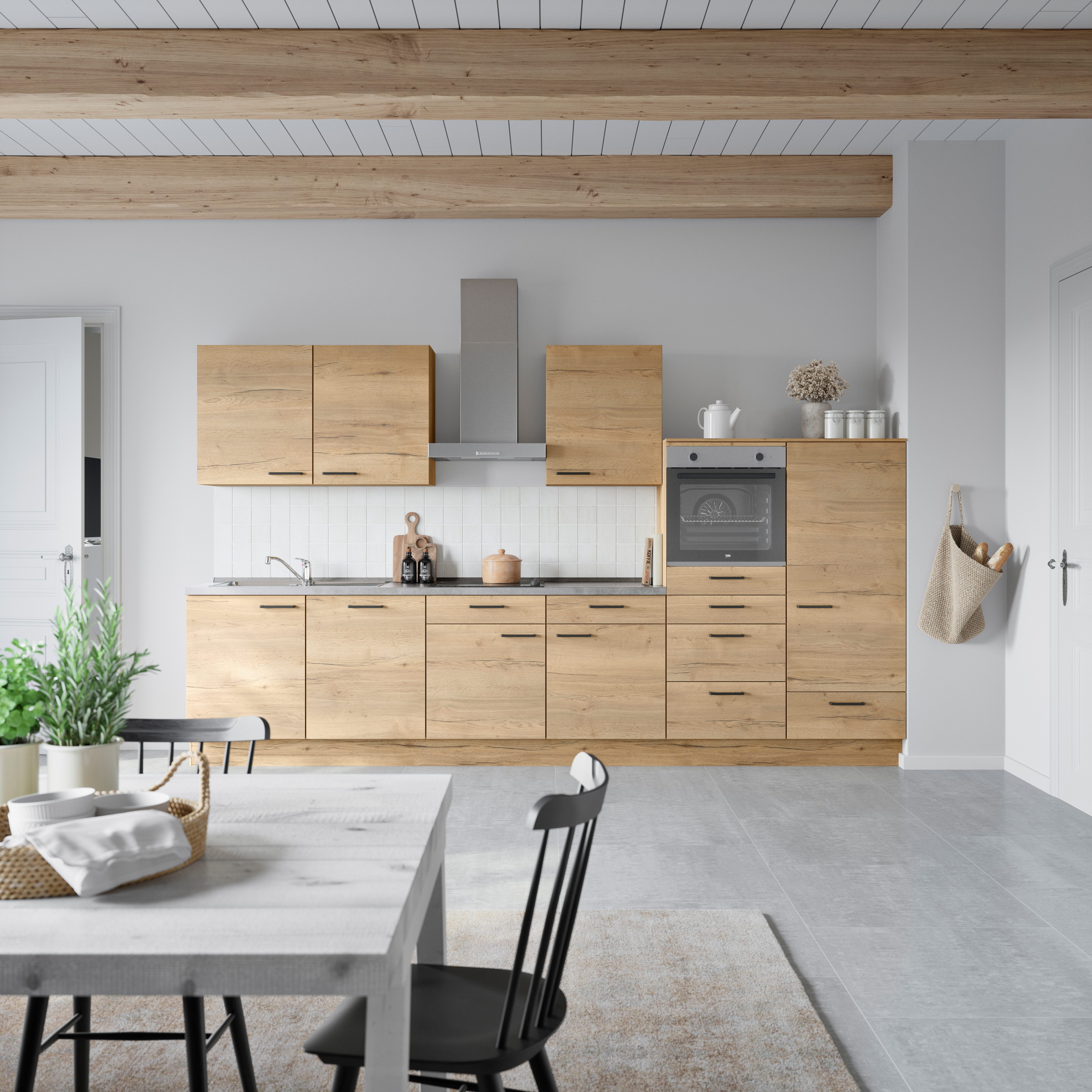nobilia® Küchenzeile "Structura I", NEU: individuell anpassbar mit gratis Profi-Beratung, vormontiert, Breite 360 cm, Ausrichtung wählbar, wahlw. mit E-Geräten