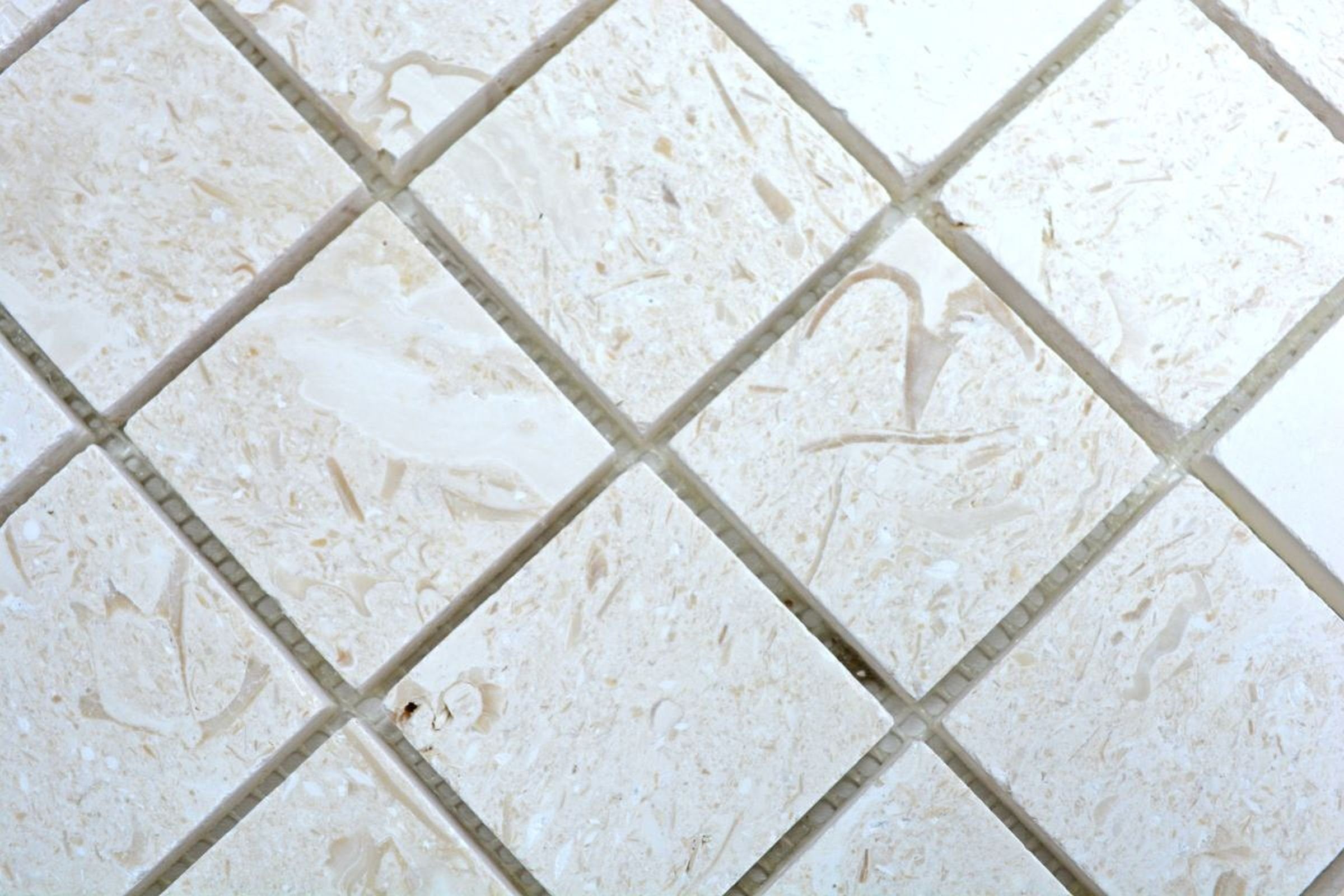 gelbweiß Mosaikfliesen Wand weiß Medio Mosani Mosaik Kalkstein Naturstein Boden