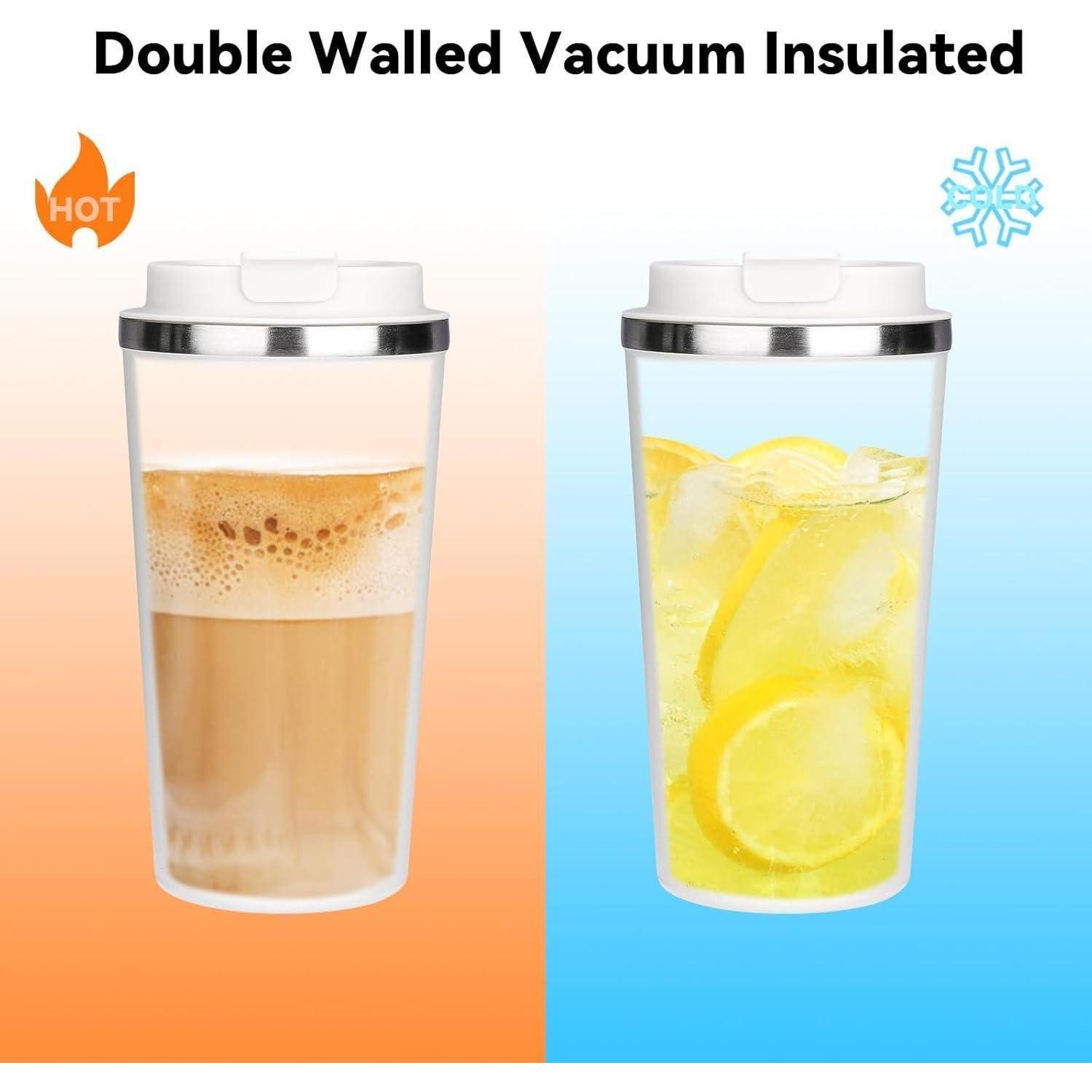 LuxusKollektion Coffee-to-go-Becher Kaffeebecher to go Thermobecher 380ml 2er Set Weiß Rosa Edelstahl