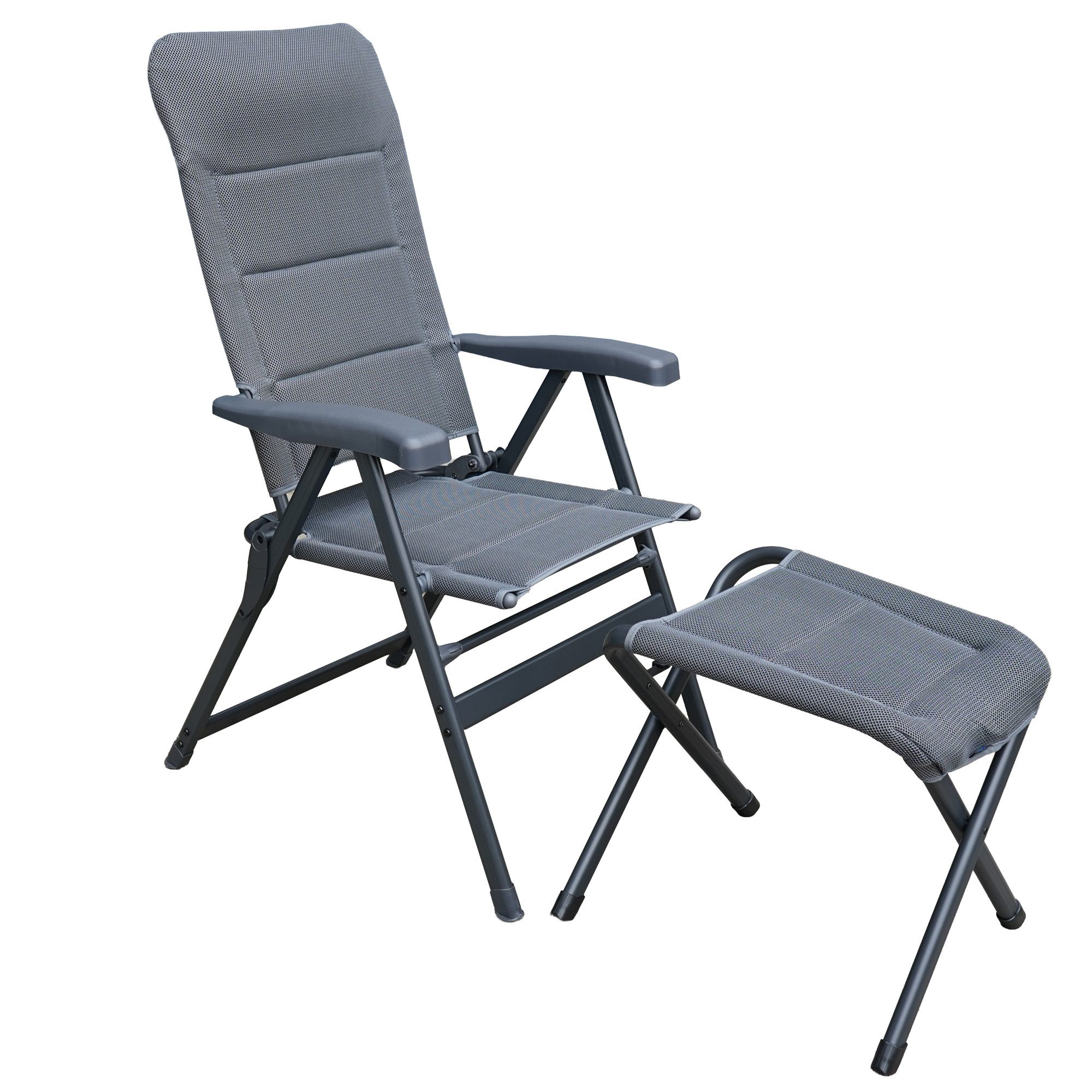 osoltus Campingstuhl osoltus Alu Camping Klappsessel Hochlehner mit Hocker 3D Soft Touch