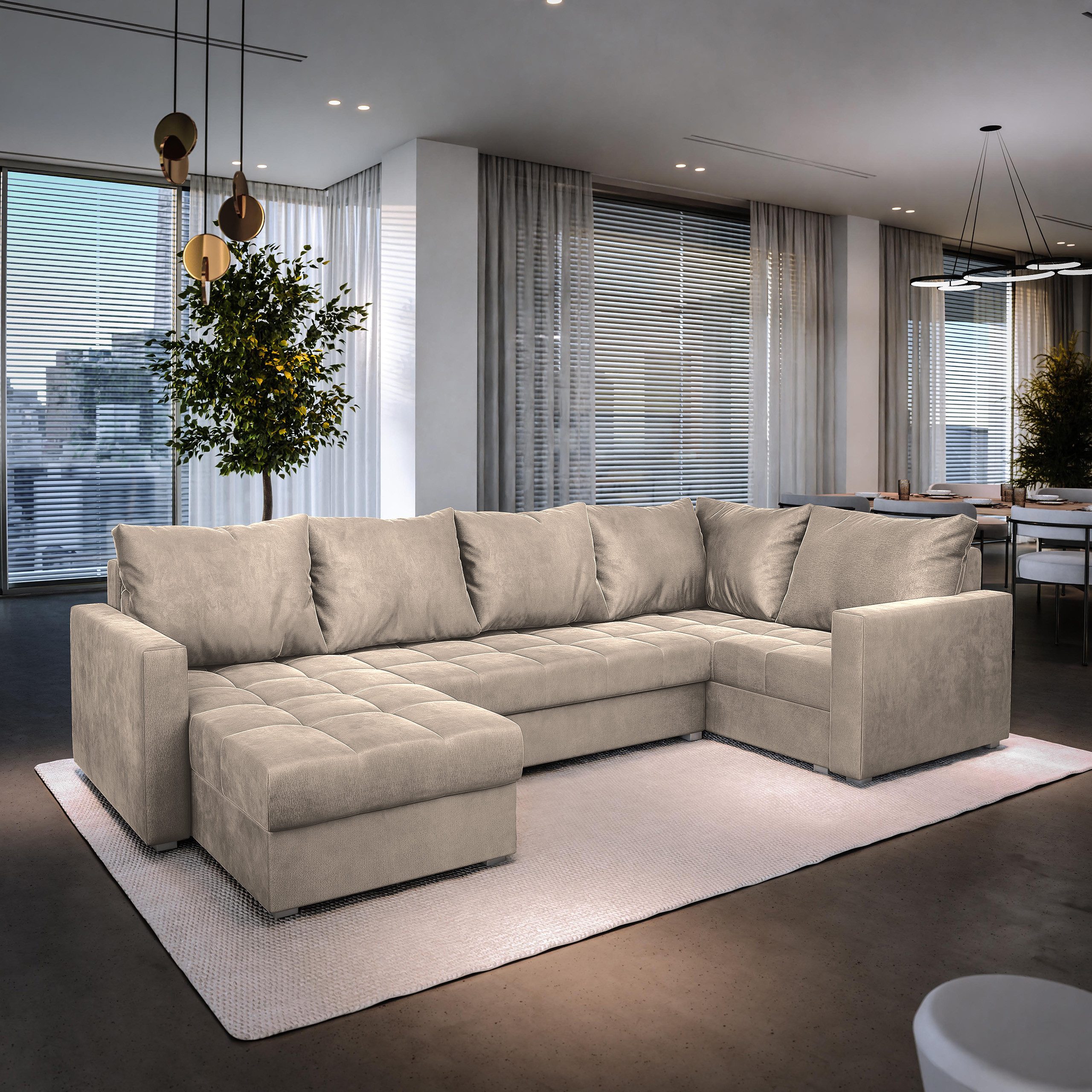 Masseno Ecksofa LORIVO mit Schlaffunktion U-Form, günstig online kaufen