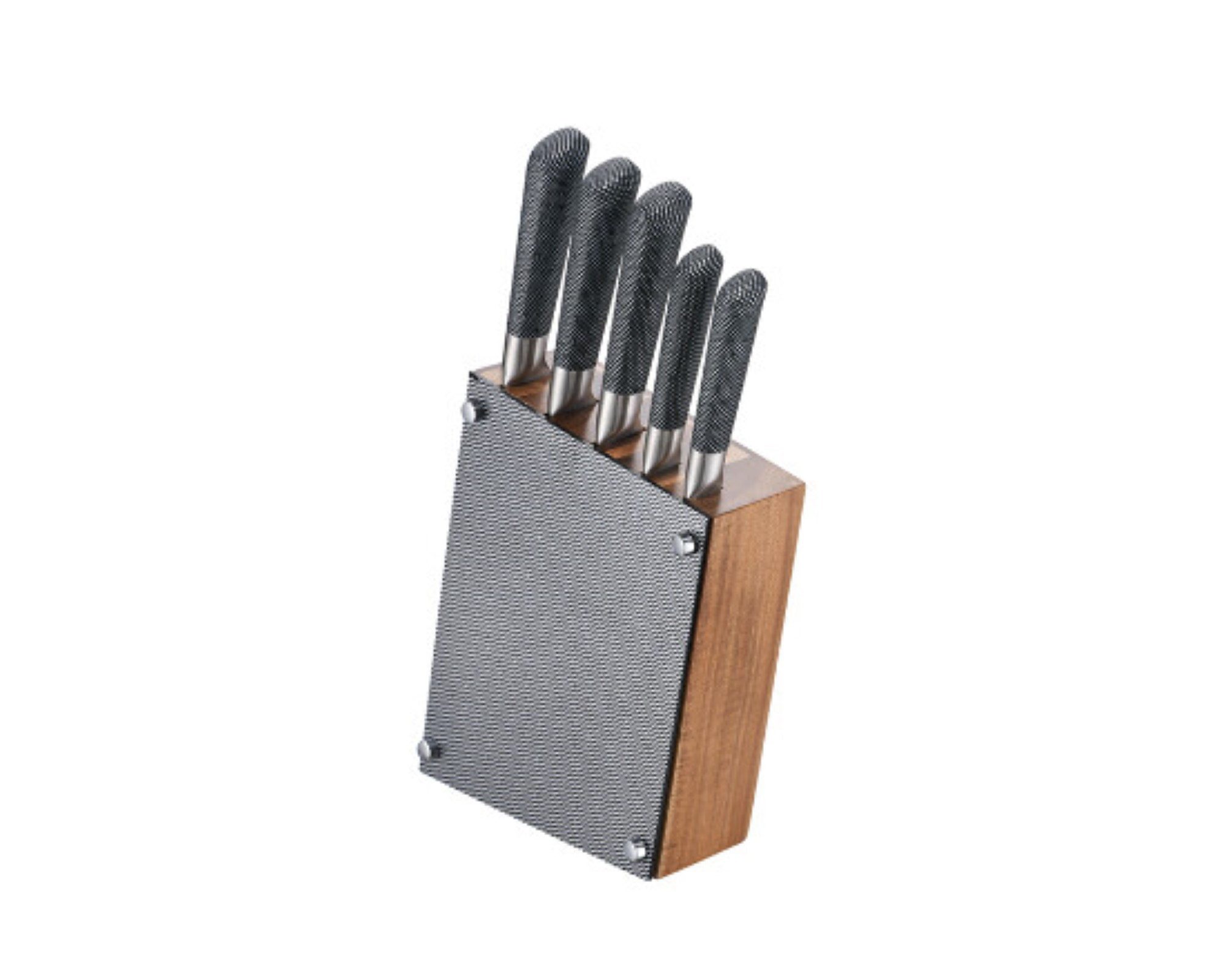 Michelino Messer-Set 6 tlg. Messer-Set aus Edelstahl mit Holzblock Carbon Optik in Schwarz (6-tlg)