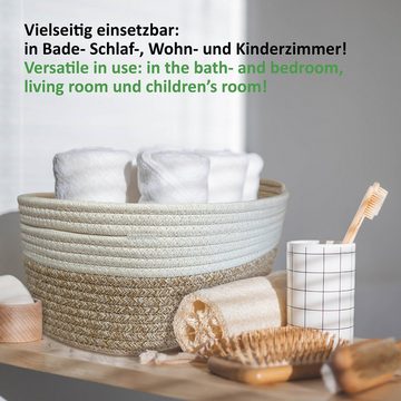 WIESEN.design Aufbewahrungskorb Set Mira (5-teilig) Hellbraun/Weiß, Großes-Set, 100% Baumwolle, inkl. großem Waschsack und schwerem Wäschesack, gratis Versand
