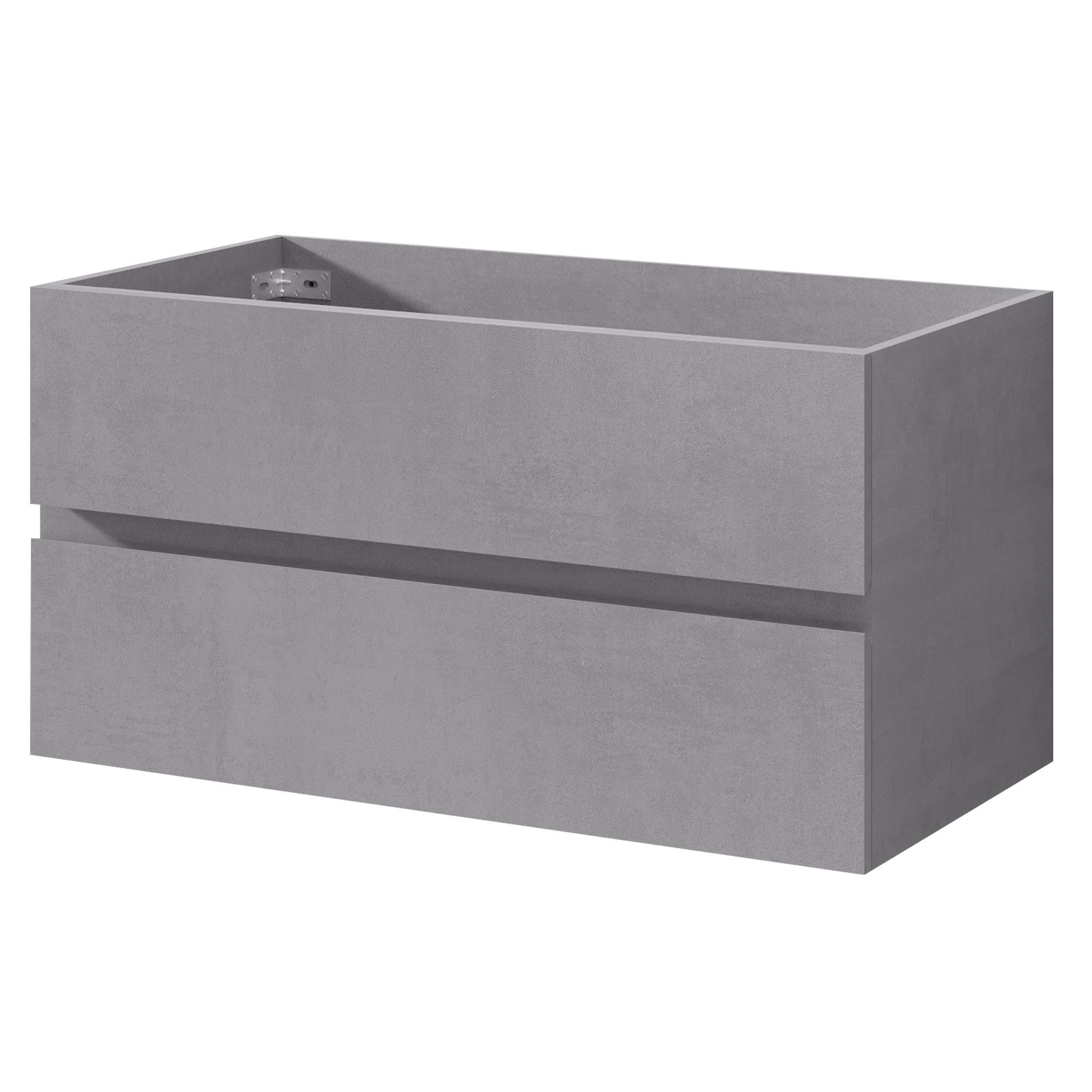 UEV Waschbeckenunterschrank 60cm/75cm/90cm hängend grau (Badmöbel für Gäste WC) Badezimmerschrank mit 2 Schubladen, Soft-Close-System