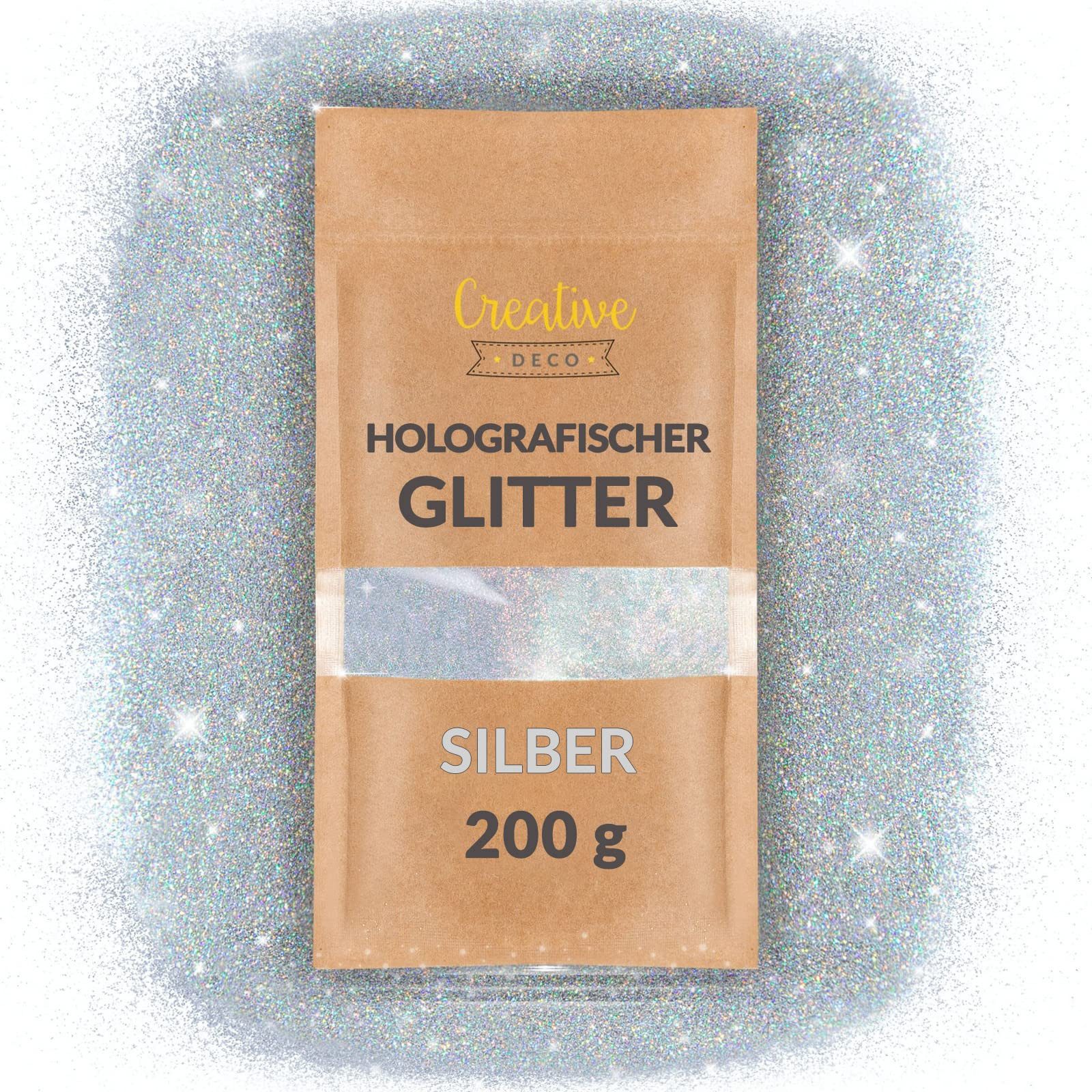 Creative Deco Bastelnaturmaterial 200g Holographischer Glitzerpulver