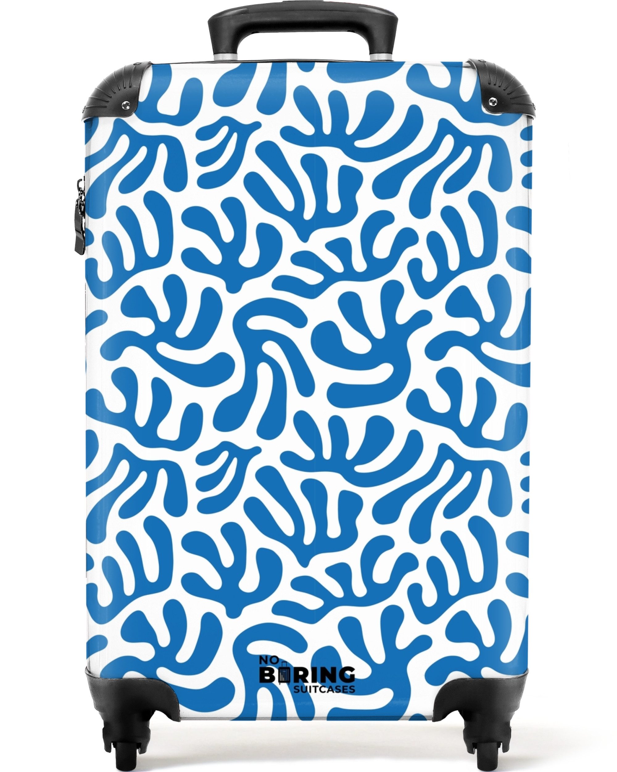 NoBoringSuitcases.com© Hartschalen-Trolley Weiß mit blauem Korallenmuster günstig online kaufen