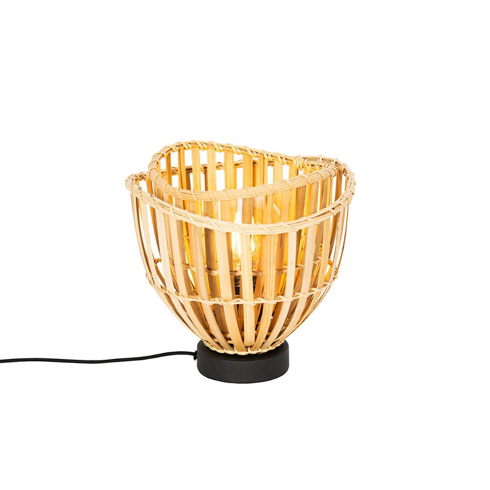 Qazqa Tischleuchte Pua, ohne Leuchtmittel, Warmweiß, QAZQA Tisch­leuchte, e27, Naturel, Bamboo, Orientalisch