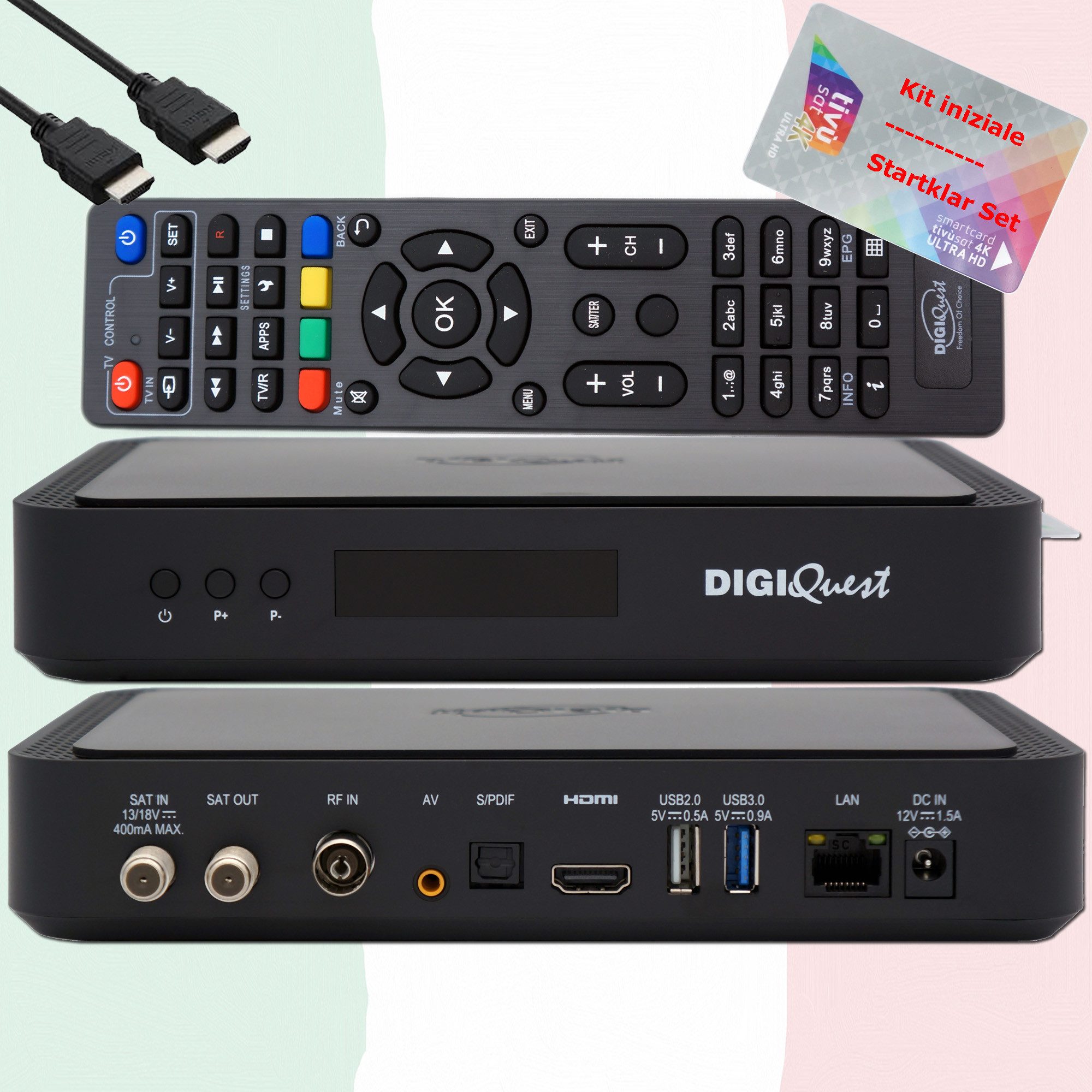 TiVuSat Karte 4K UHD + DIGIQuest Q80 4K Sat-Receiver (Karte aktiviert) SAT-Receiver