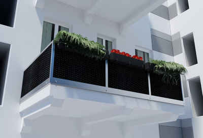 dynamic24 Sichtschutzzaunmatten, Polyrattan PVC Sichtschutz Matte 300x90 Balkon Zaun Windschutz schwarz