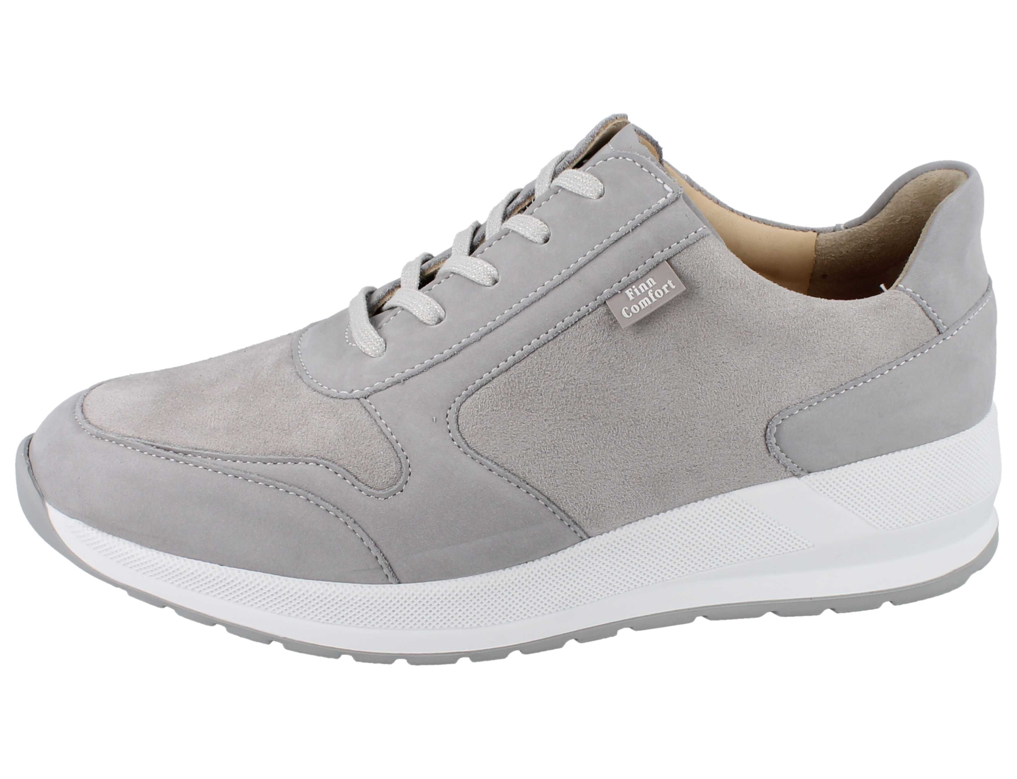 Finn Comfort FINN COMFORT Stretch Mori Damen Halbschuhe hellgrau Nubukleder Schnürschuh Wechselfußbett