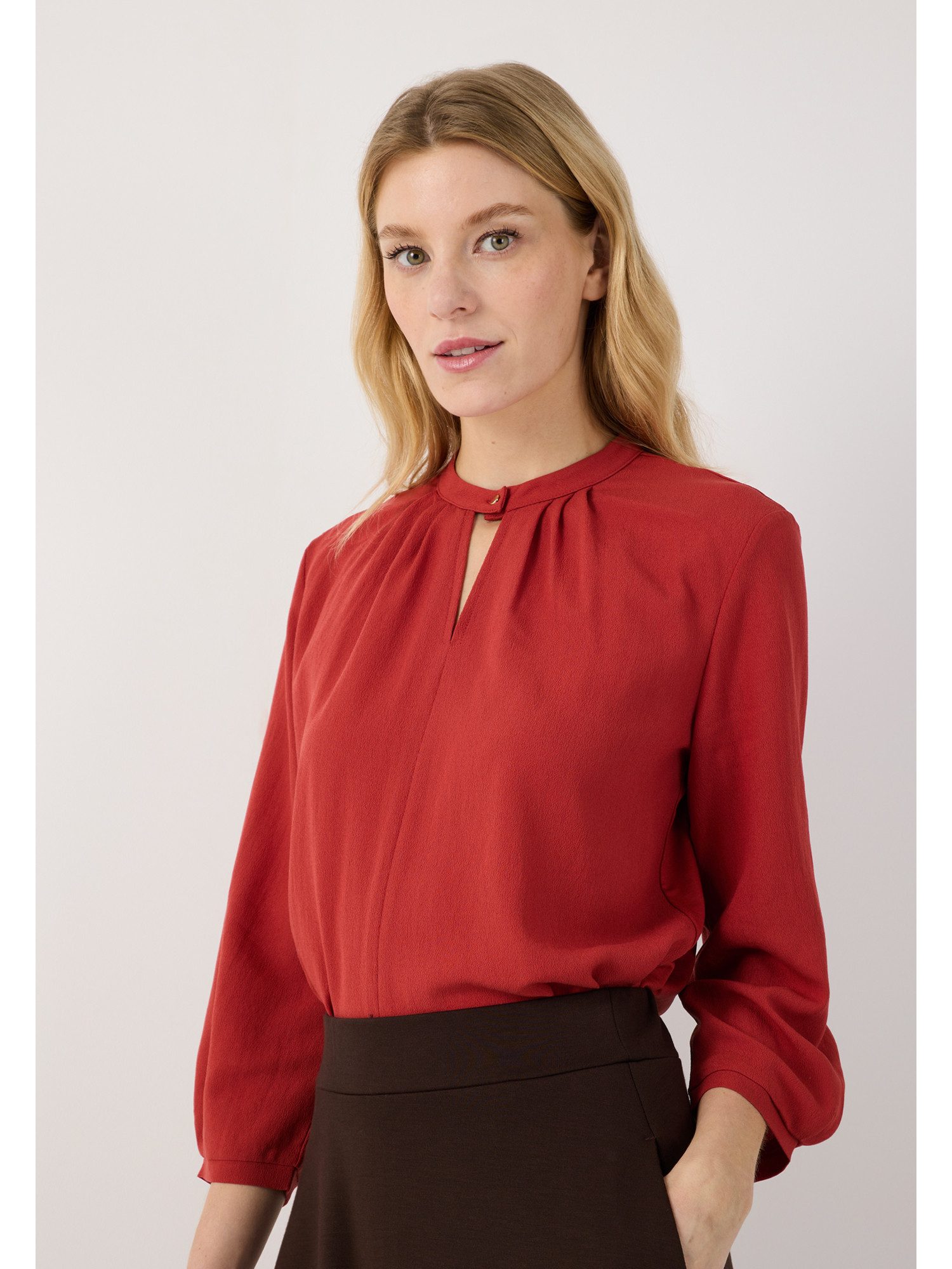 MORE&MORE Klassische Bluse edles, lockeres 3/4 Arm Blusenshirt, Materialmix