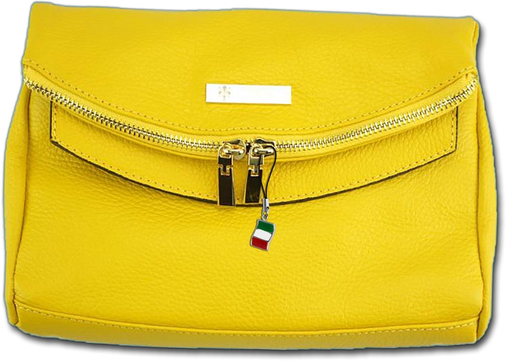 FLORENCE Clutch »Florence 2in1 Echtleder Damentasche gelb«, Damen Tasche  aus Echtleder in gelb, Made-In Italy