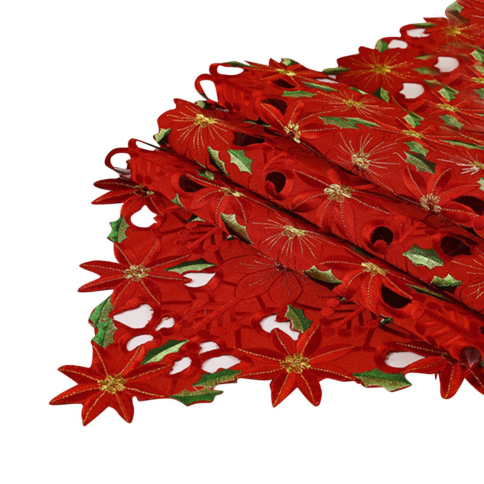 OKWISH Tischläufer Weihnachtstischläufer Tischwäsche Weihnacht Deko Esstisch bestickter (luxuriöser Stechpalmen Weihnachtsstern Tischläufer für Esszimmer Küche, Weihnachtsdekoration Esstisch Dekoration Esstischläufer), Tisch Couchtisch Schminktisch Buffettisch Kaminsims Fensterbank