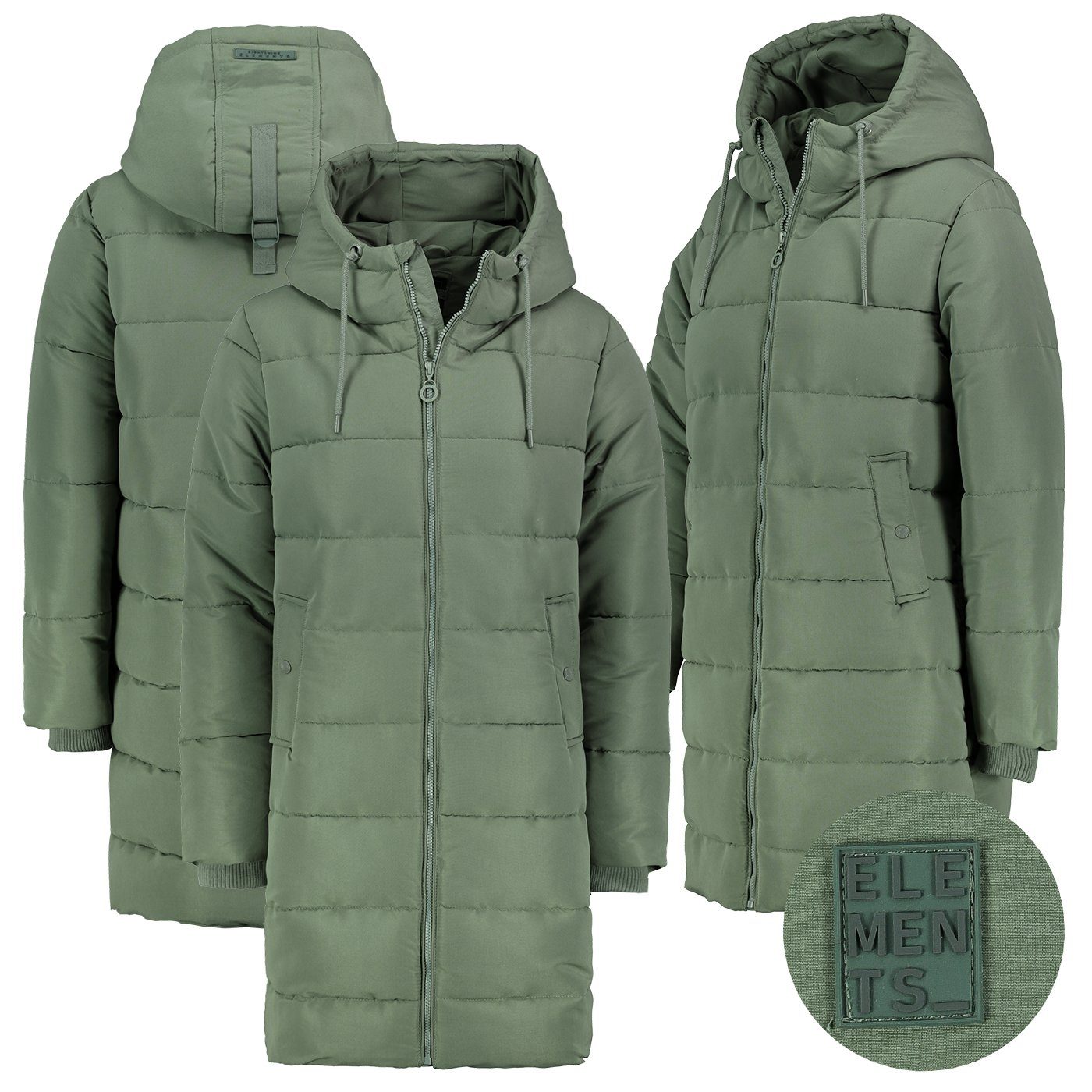 Eight2Nine Steppjacke Winter Jacke Steppjacke Parka Steppmantel Wintermantel Lange Outdoor Grün