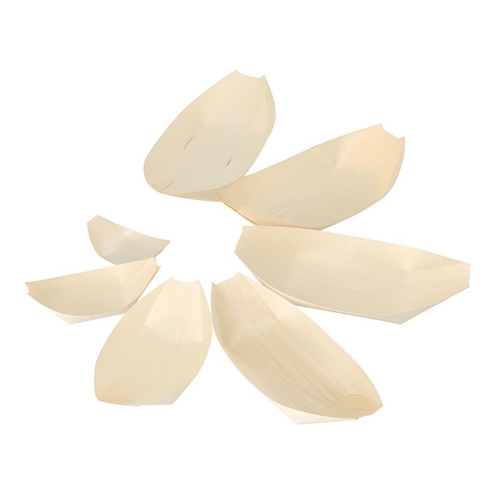 PAPSTAR Einwegschale Fingerfood - Schalen, Holz pure 16,5 cm x 8,5 cm Schiffchen 50 Stk, Holz