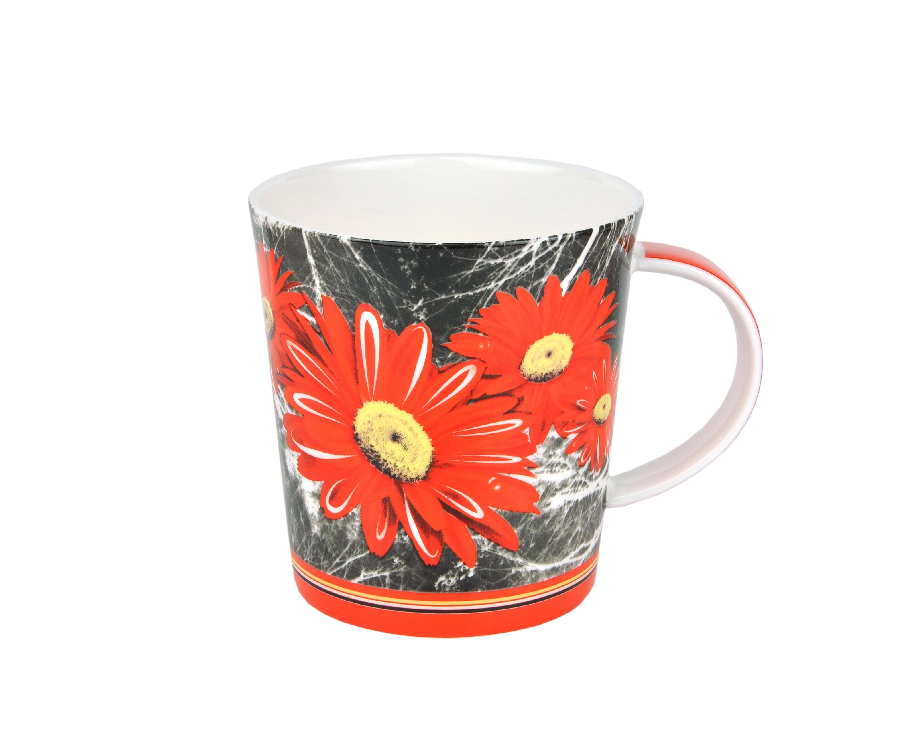 MamboCat Becher 2er Set Becher Diamantporzellan Modern Gerbera-Dekor - 4742