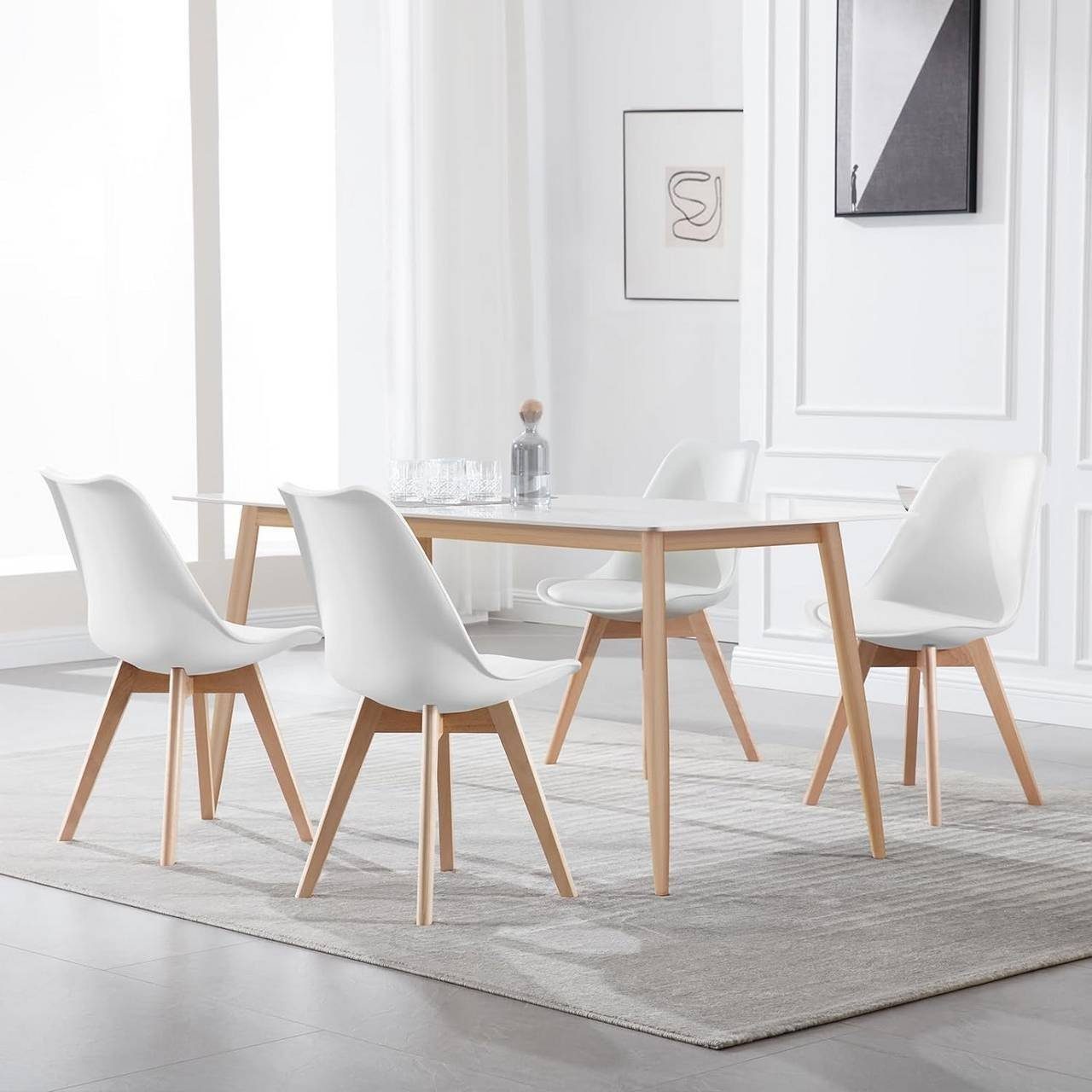 Woltu Esszimmerstuhl (Set, 8 St), Polsterstuhl Bezug Kunstleder, Massivholz günstig online kaufen