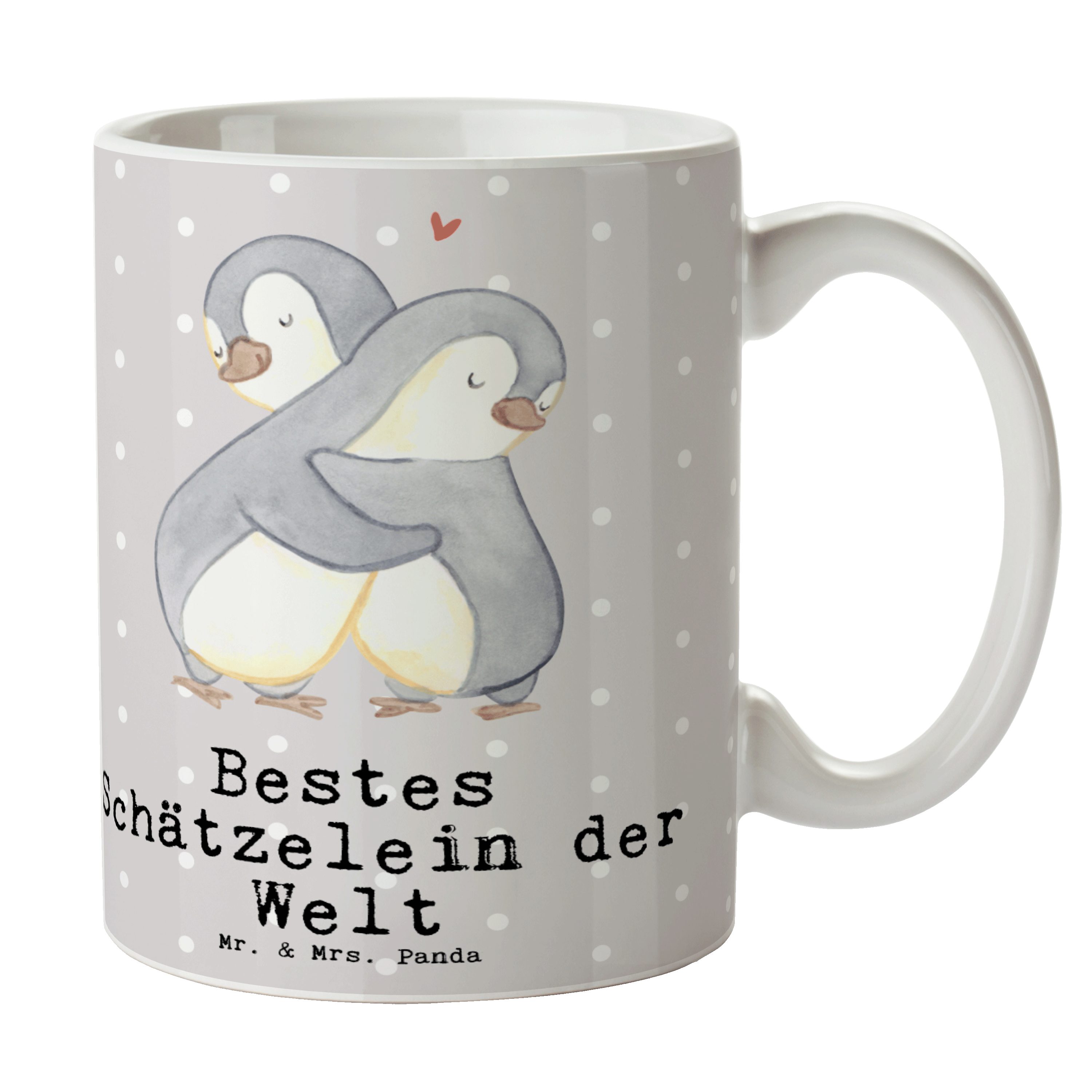 Mr. & - Geschenk, Bestes Pinguin Grau Gesche, Tasse - Welt Panda Schätzelein Mrs. Pastell der Keramik