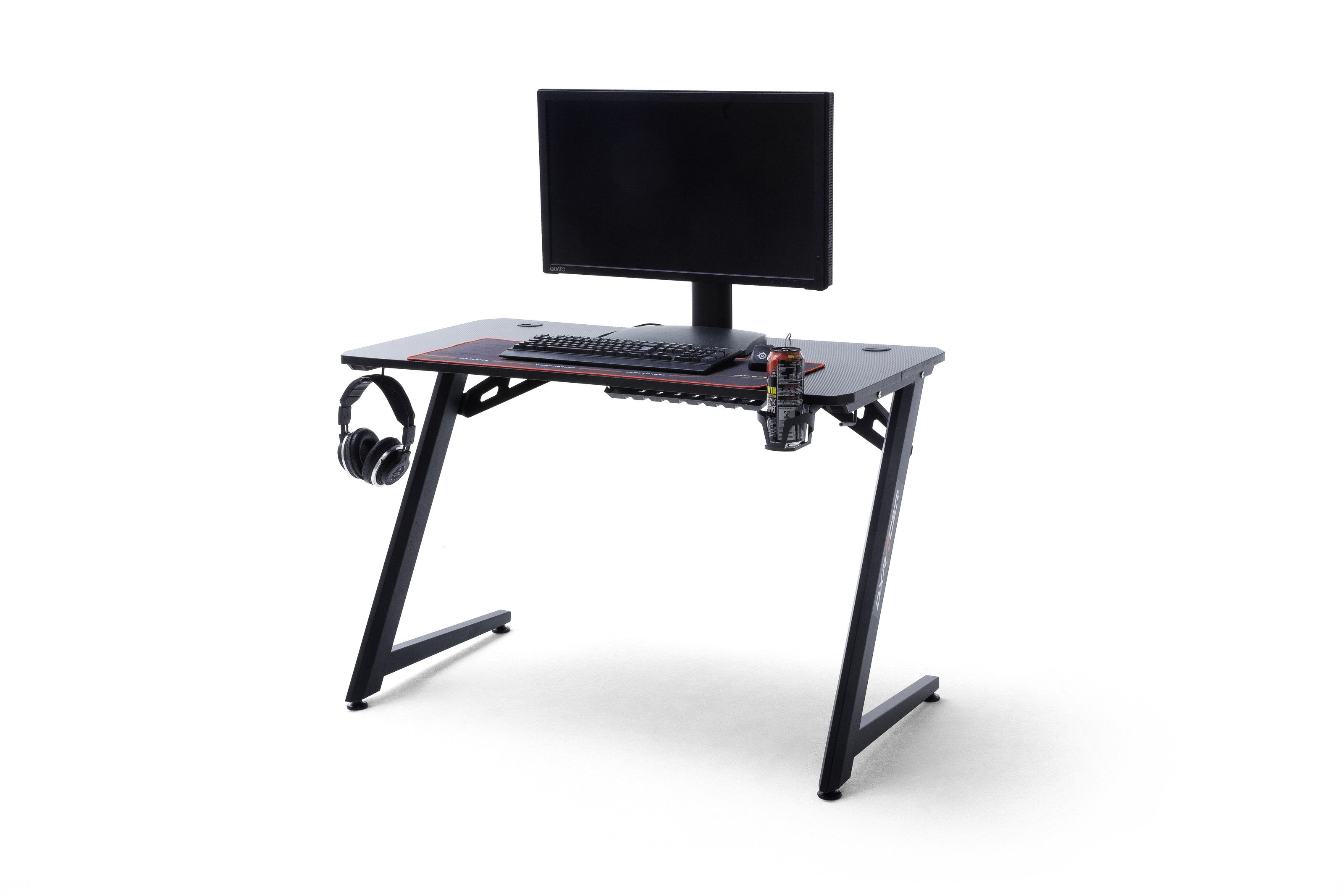 MCA furniture Gamingtisch in schwarz, Holzwerkstoff/ Metall - 111x75x80cm (BxHxT)