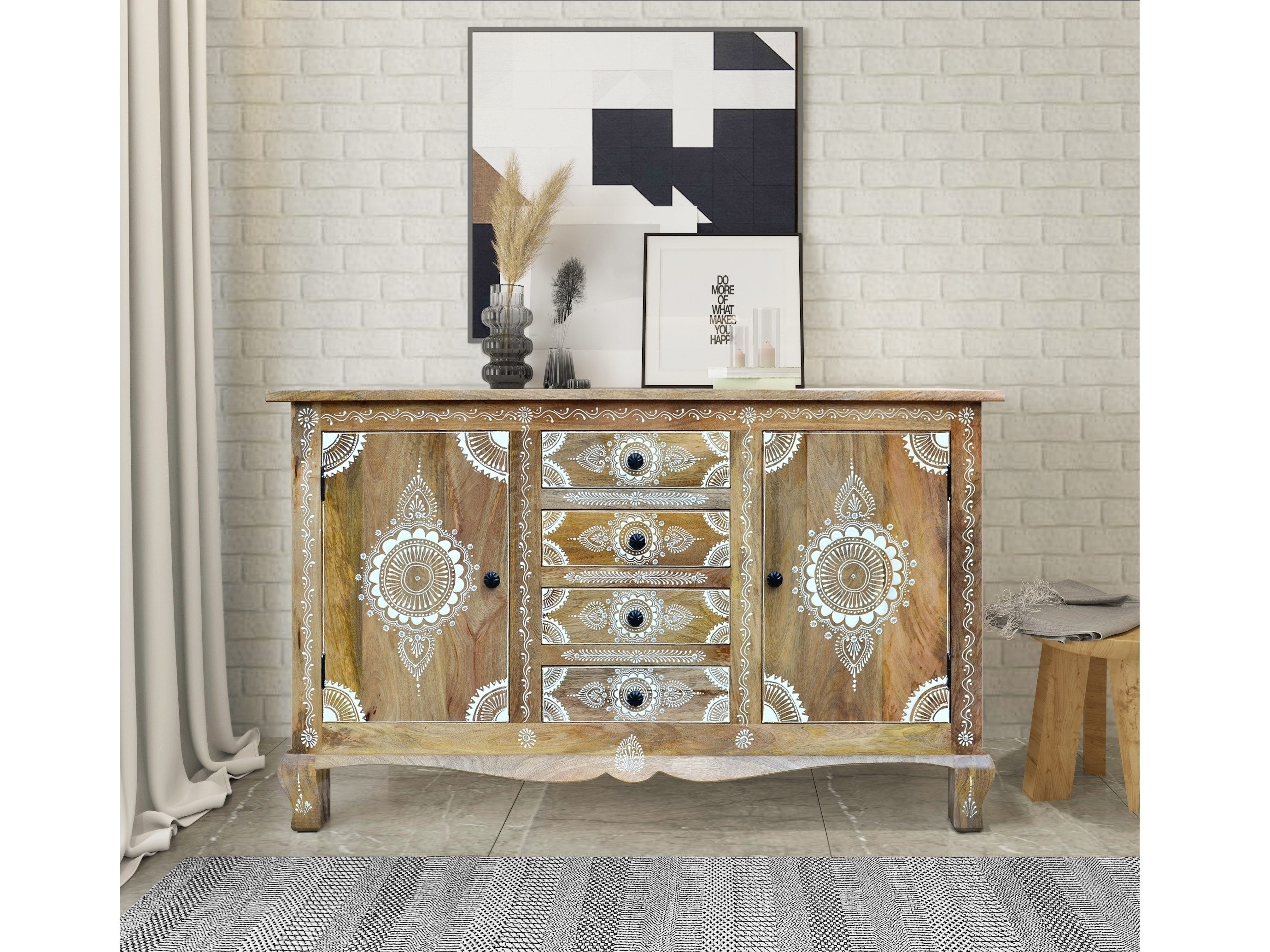 freiraum Sideboard Sharma, in Braun, Mangoholz - 140x85x40cm (BxHxT)