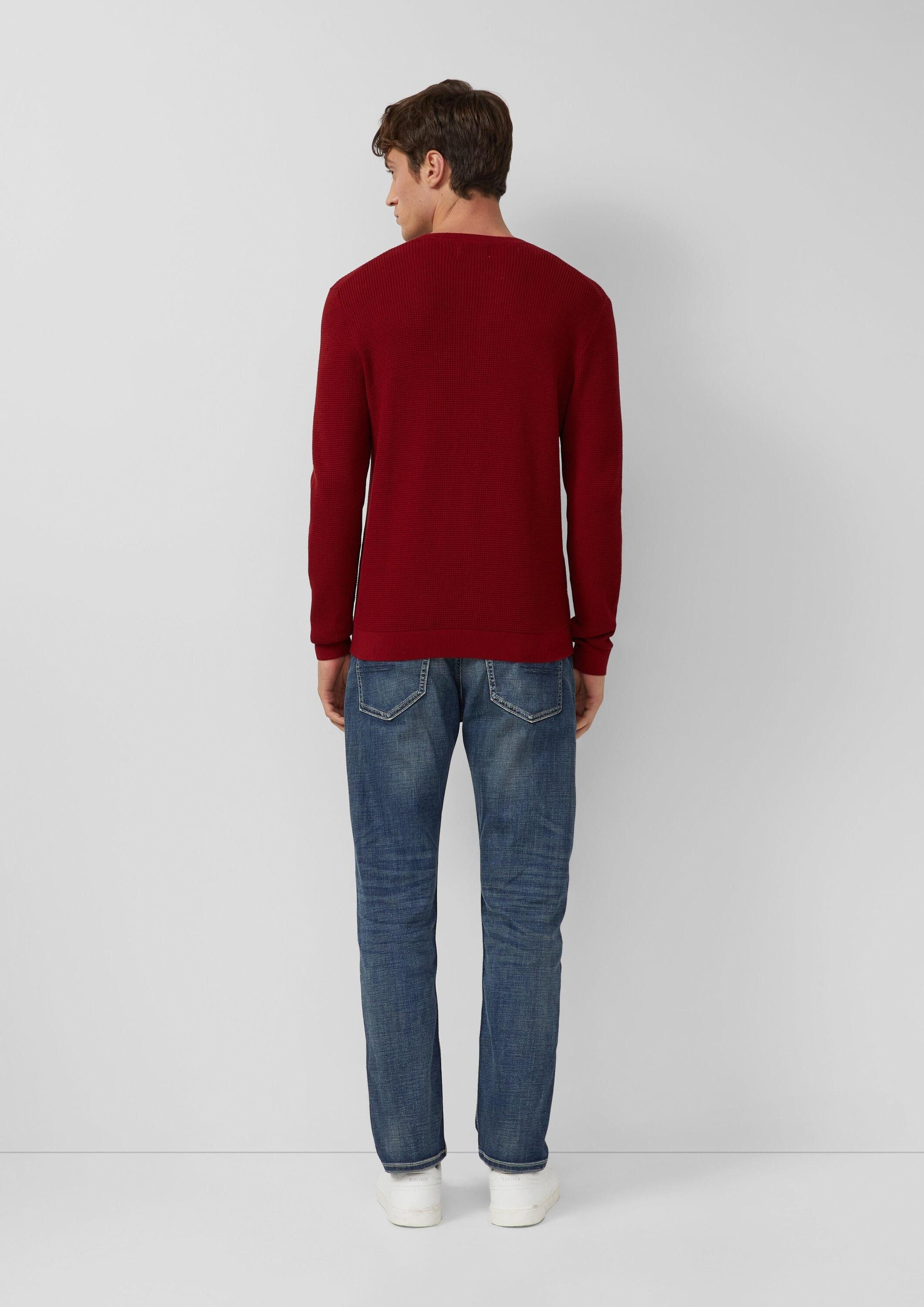 s.Oliver Longpullover Strickpullover Strukturmix-Pullover aus reiner Baumwolle