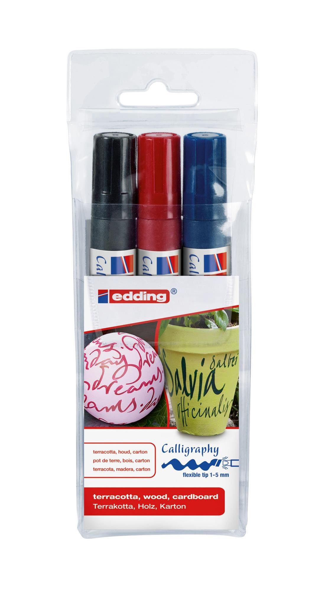 edding Kalligraphie-Stift Edding Kalligrafiemarker 1455 3er-Set sortiert