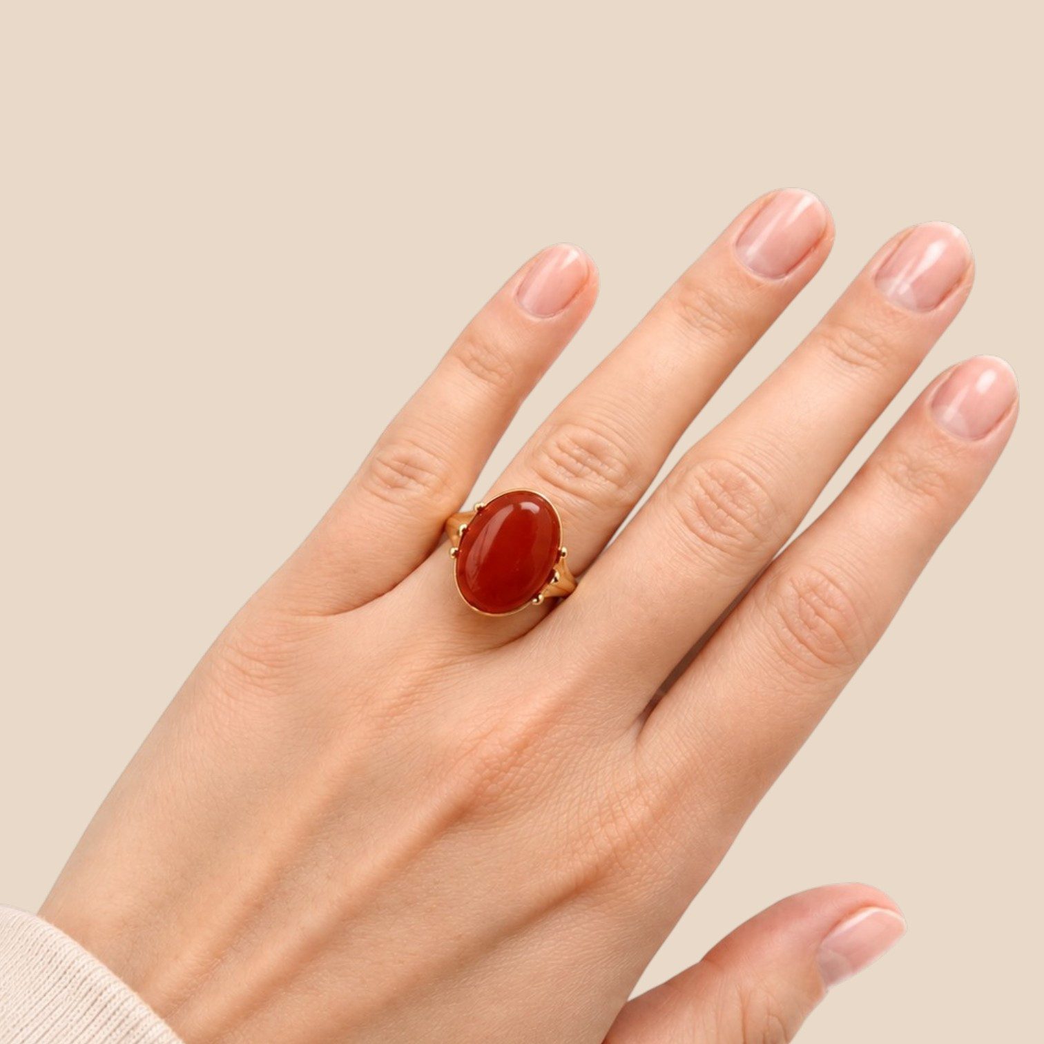 Sogni d'oro Fingerring mit Carneol, Silber 925 vergoldet