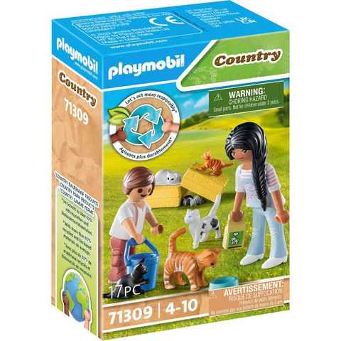 Playmobil® Konstruktions-Spielset Katzenfamilie (71309), Country, (17 St), teilweise aus recyceltem Material; Made in Germany