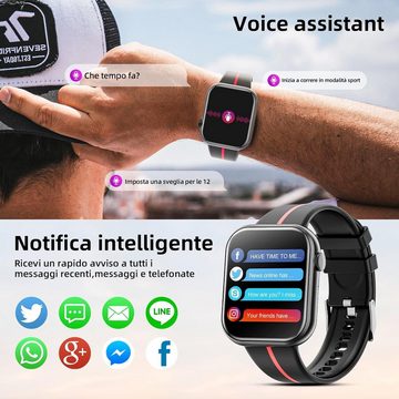 Mingtawn Herren's und Damen's Bluetooth-Anrufe und Freisprechanruf Smartwatch (1,85 Zoll, Android/iOS), Fitness-Tracker, Herzfrequenzmesser, Schrittzähler, Schlafüberwachung