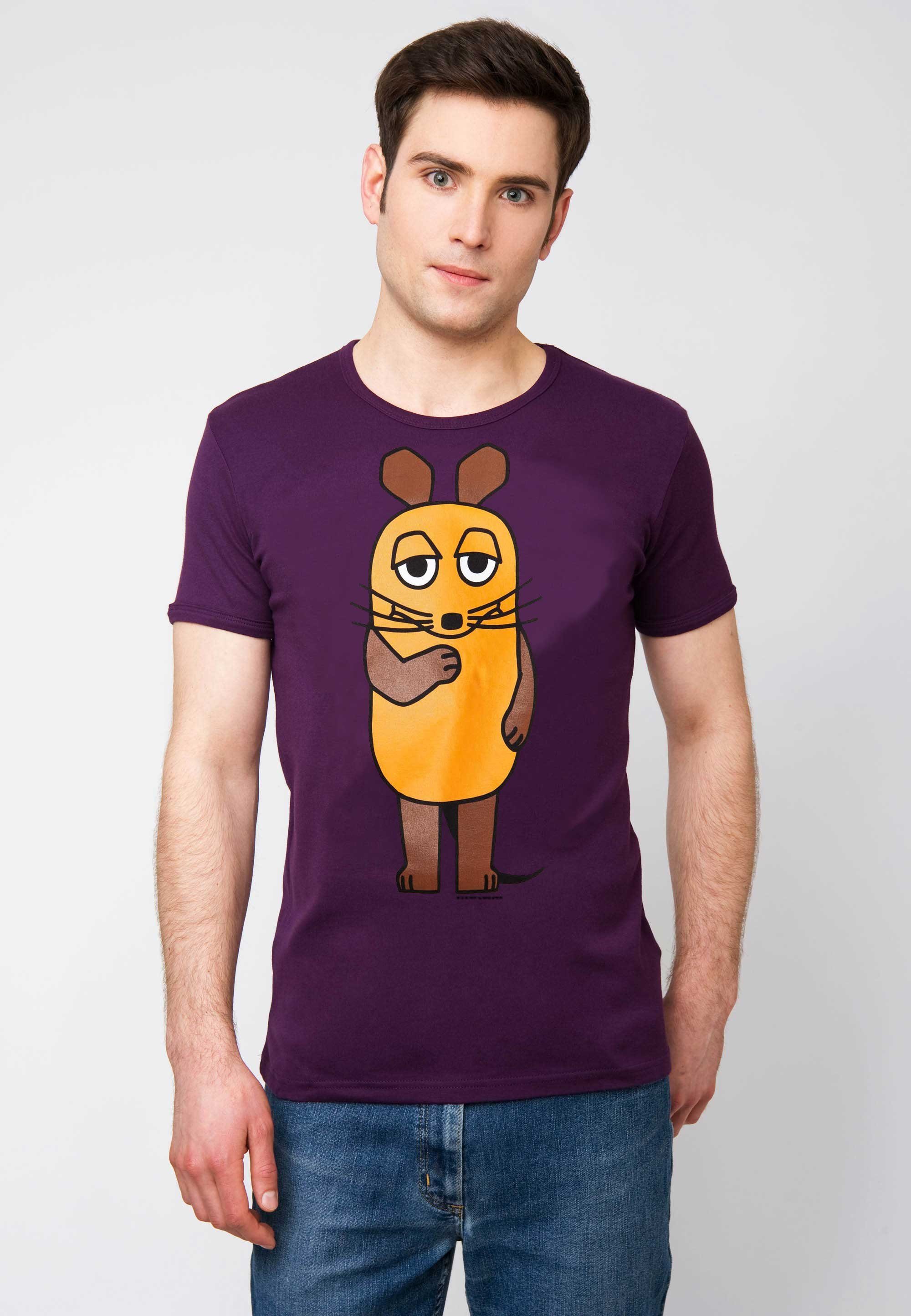 LOGOSHIRT T-Shirt Die Sendung mit der Maus mit lizenziertem Originaldesign violett