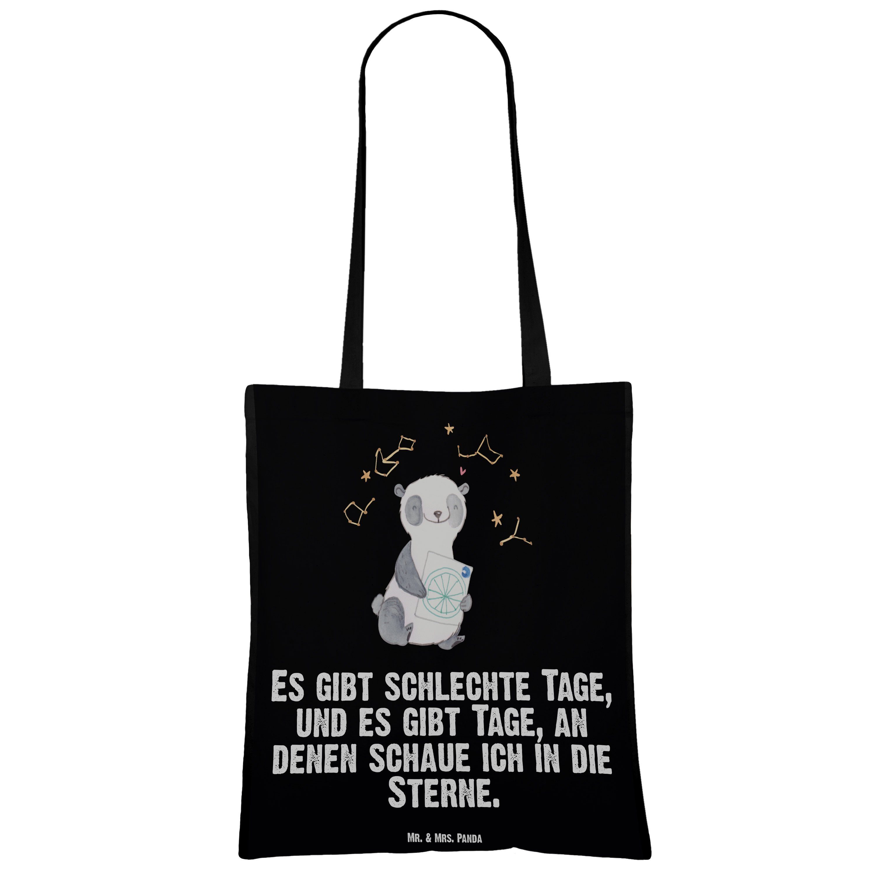 Mrs. Panda - Stern Danke, Tragetasche Geschenk, - Panda & Stoffbeutel, (1-tlg) Schwarz Astrologie Tage Mr.